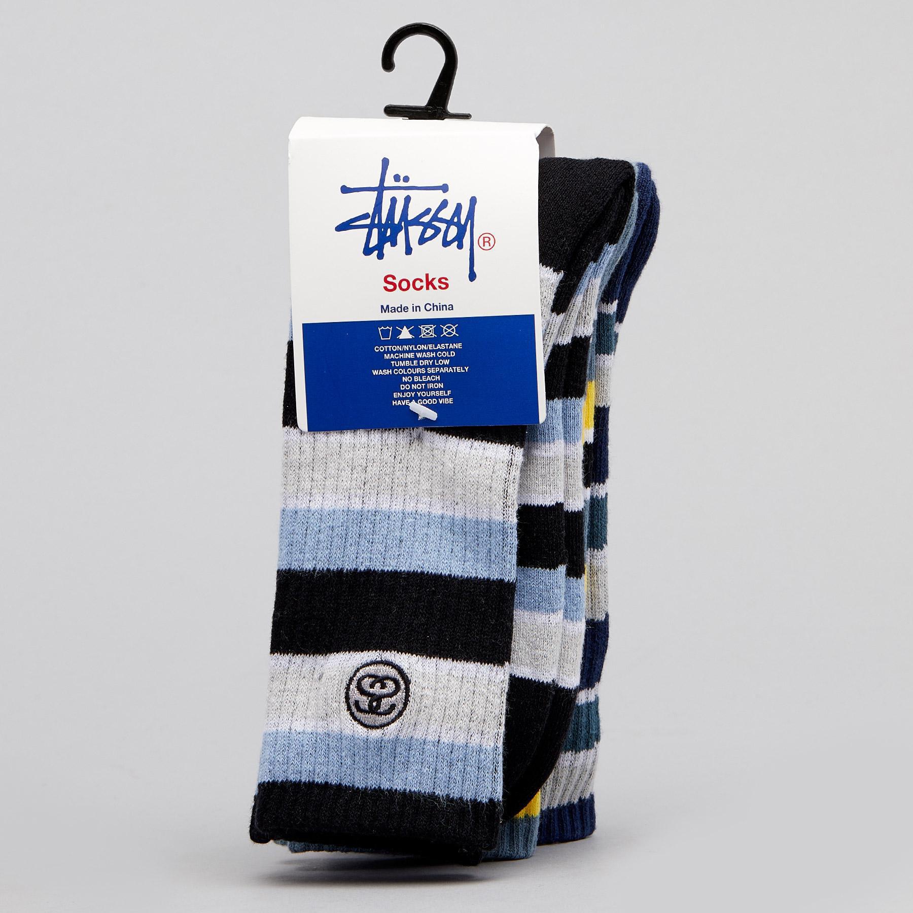 Stussy Lennox Strip Sock 3pk In Multi - Fast Shipping & Easy Returns ...