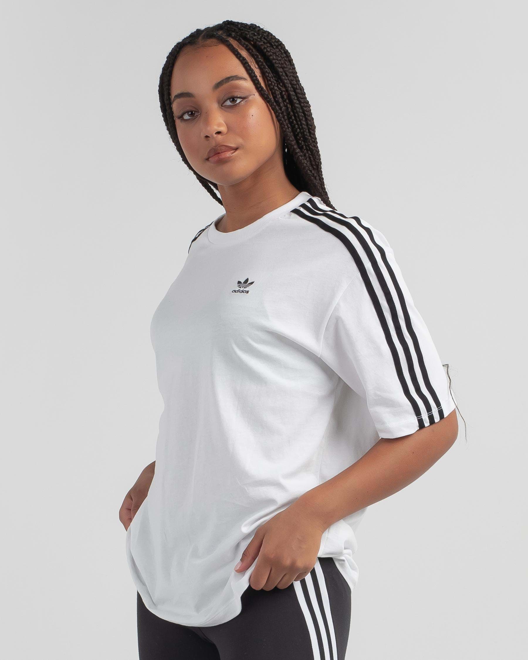 Shop adidas 3 Stripes Oversized T-Shirt In White - Fast Shipping & Easy ...