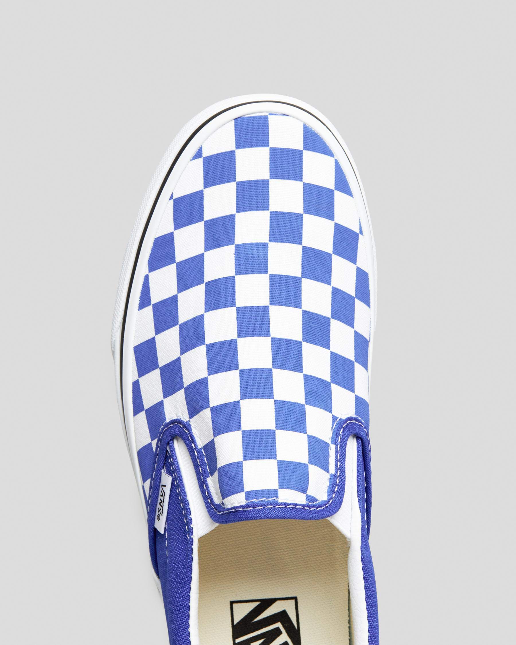 Shop Vans Womens Classic Slip On Shoes In Dazzling Blue - Fast Shipping ...