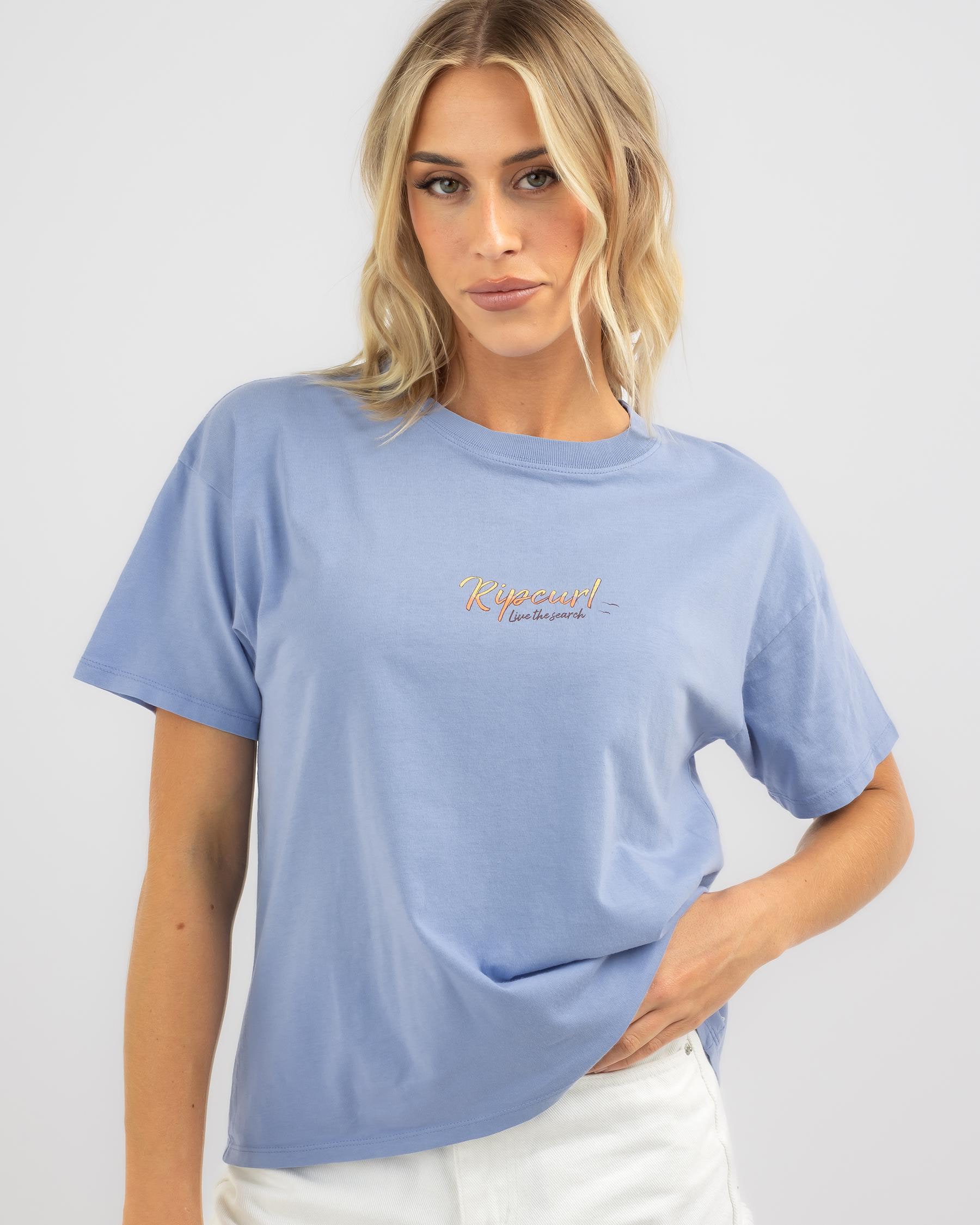 Shop Rip Curl Cabo San Relaxed T-Shirt In Mid Blue - Fast Shipping ...