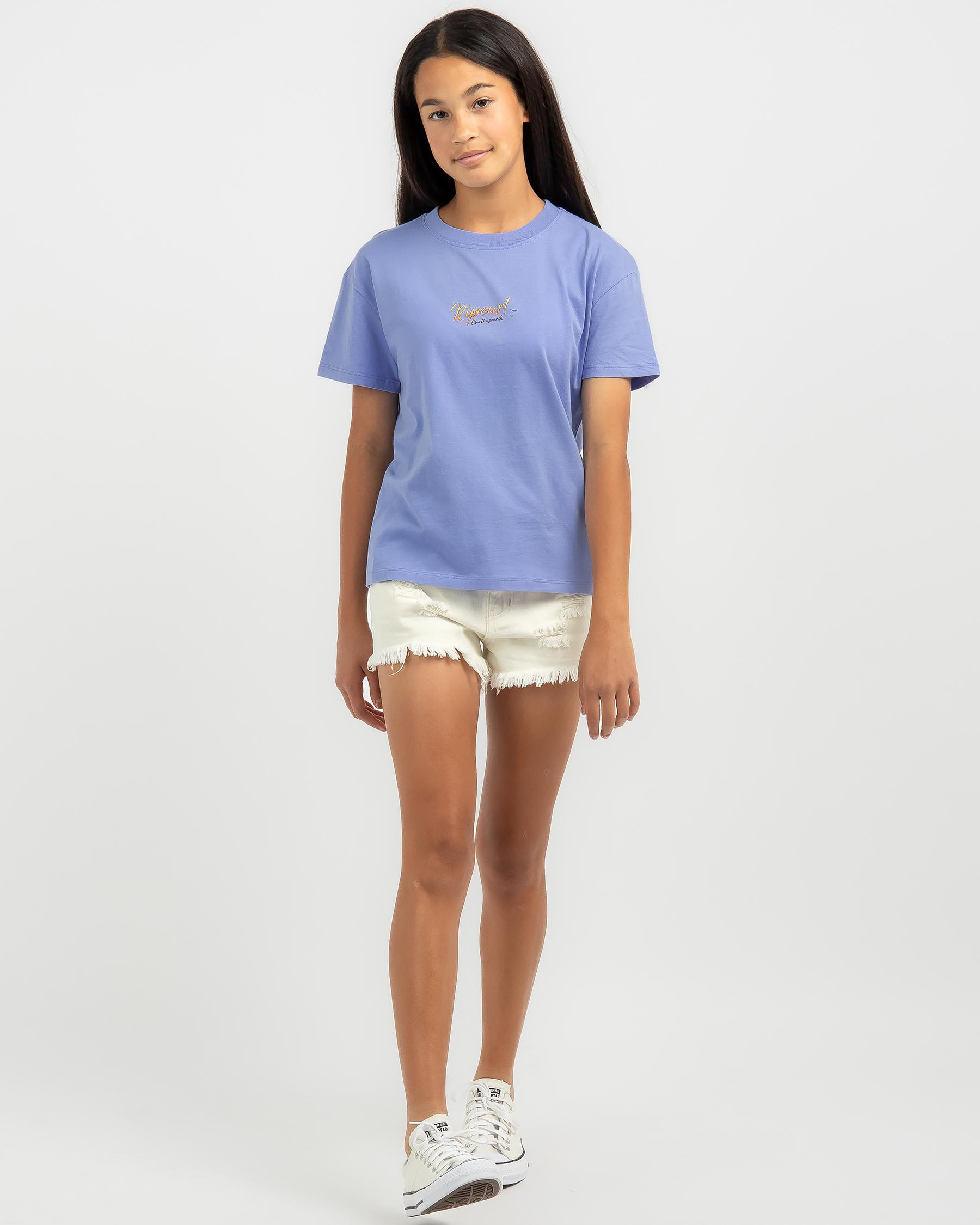 Shop Rip Curl Girls' Cabo San Relaxed T-Shirt In Mid Blue - Fast ...