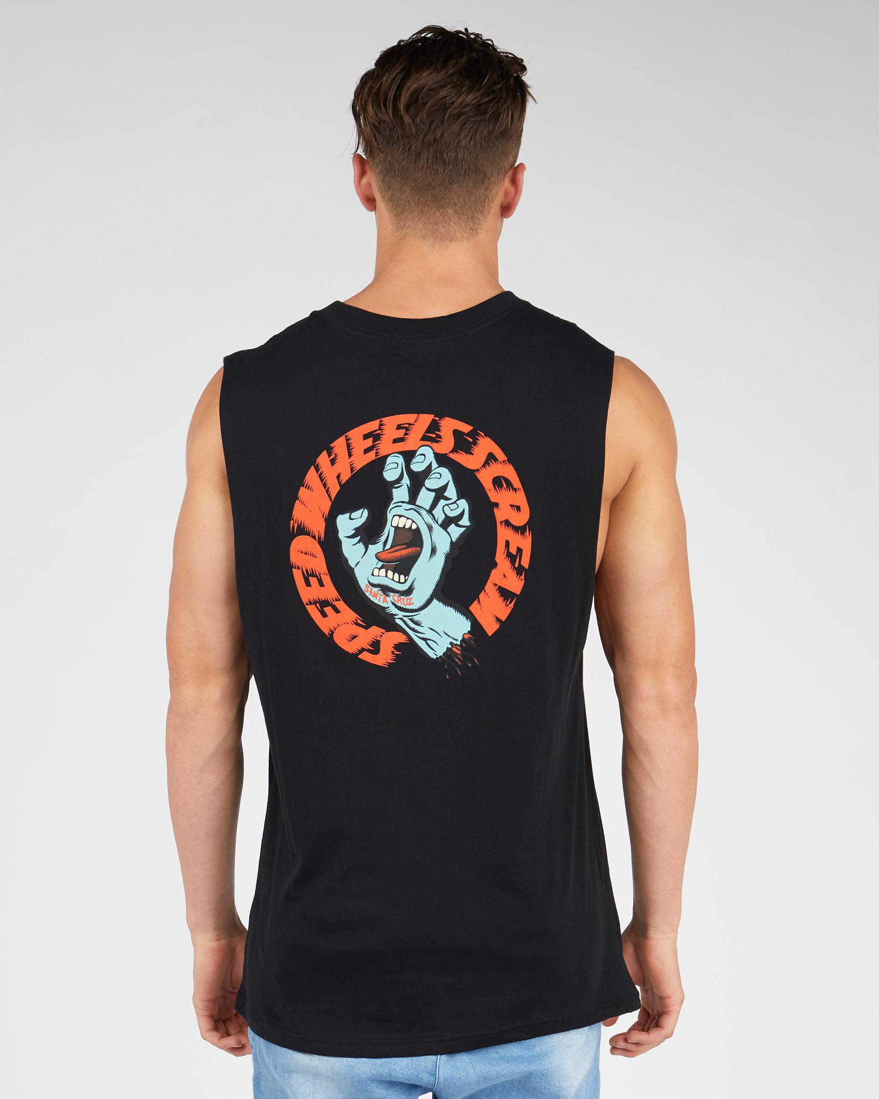 Santa Cruz Speed Wheels Hand Muscle Tank In Black - FREE* Shipping ...