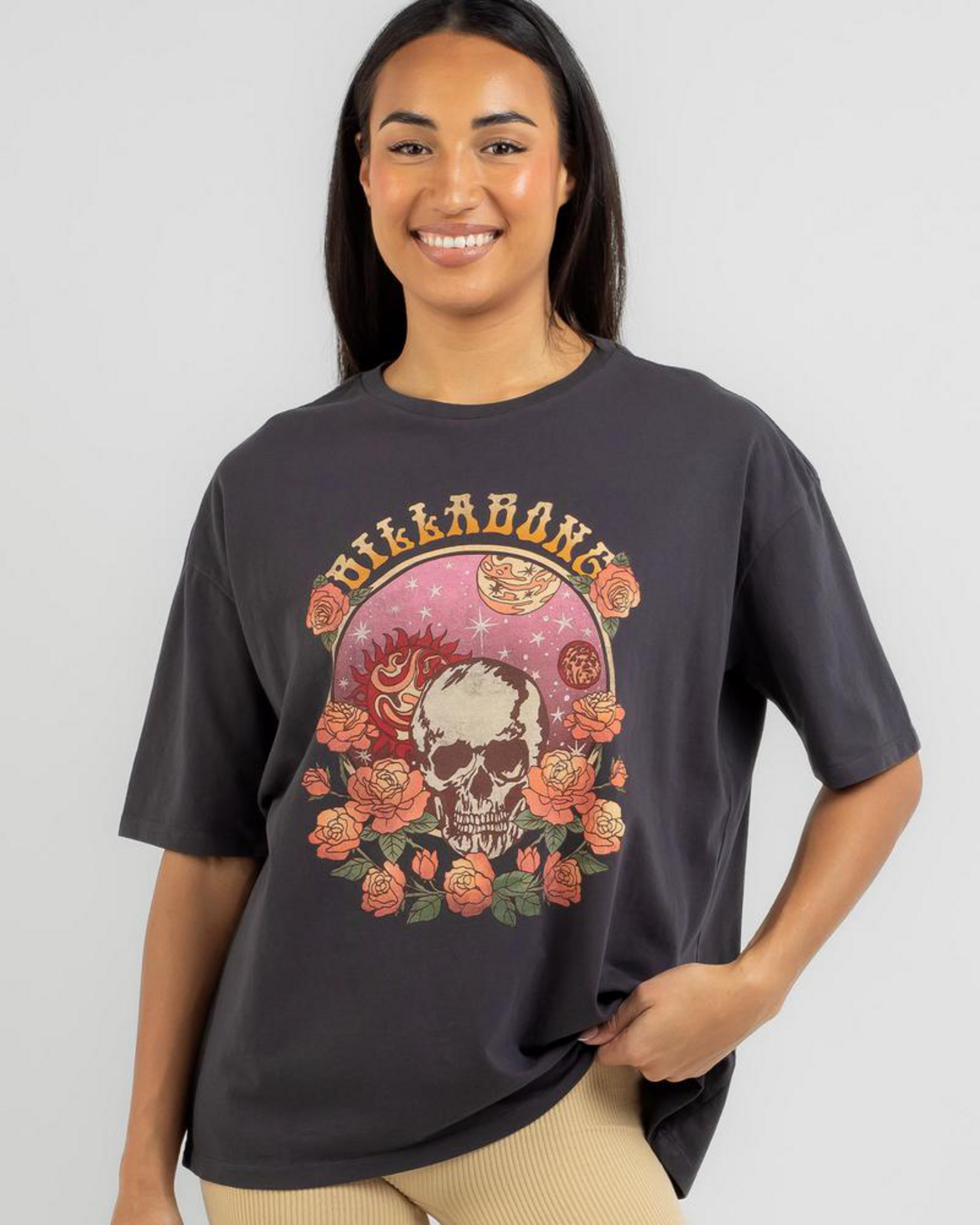 Shop Billabong Cosmic Garden T-Shirt In Off Black - Fast Shipping ...