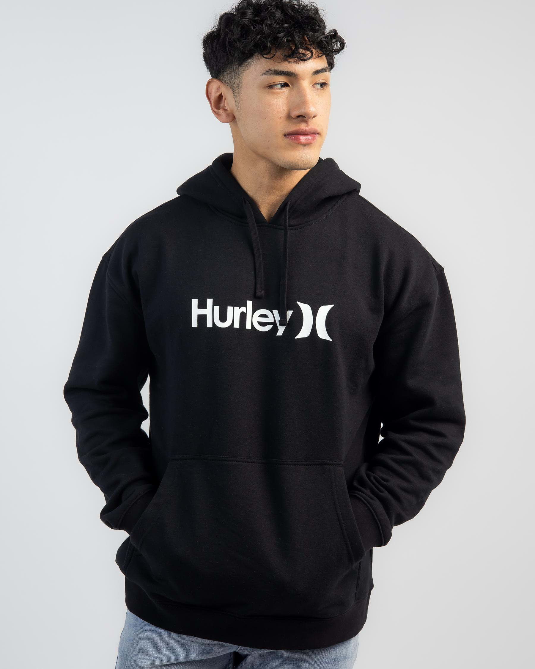 Shop Hurley One And Only Solid Pullover Hoodie In Black - Fast Shipping ...