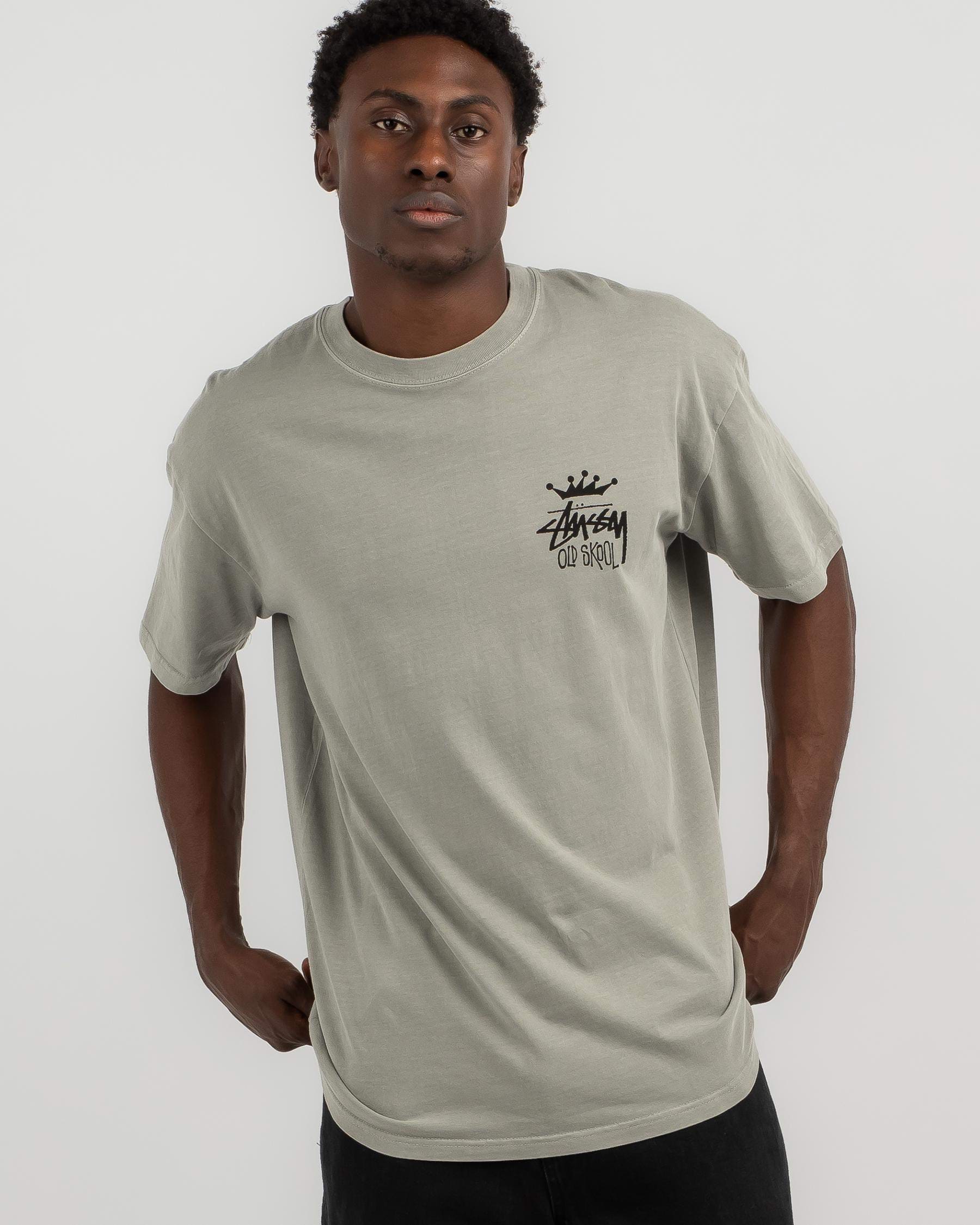 Shop Stussy Old Skool 50/50 T-Shirt In Pigment Stone - Fast Shipping ...