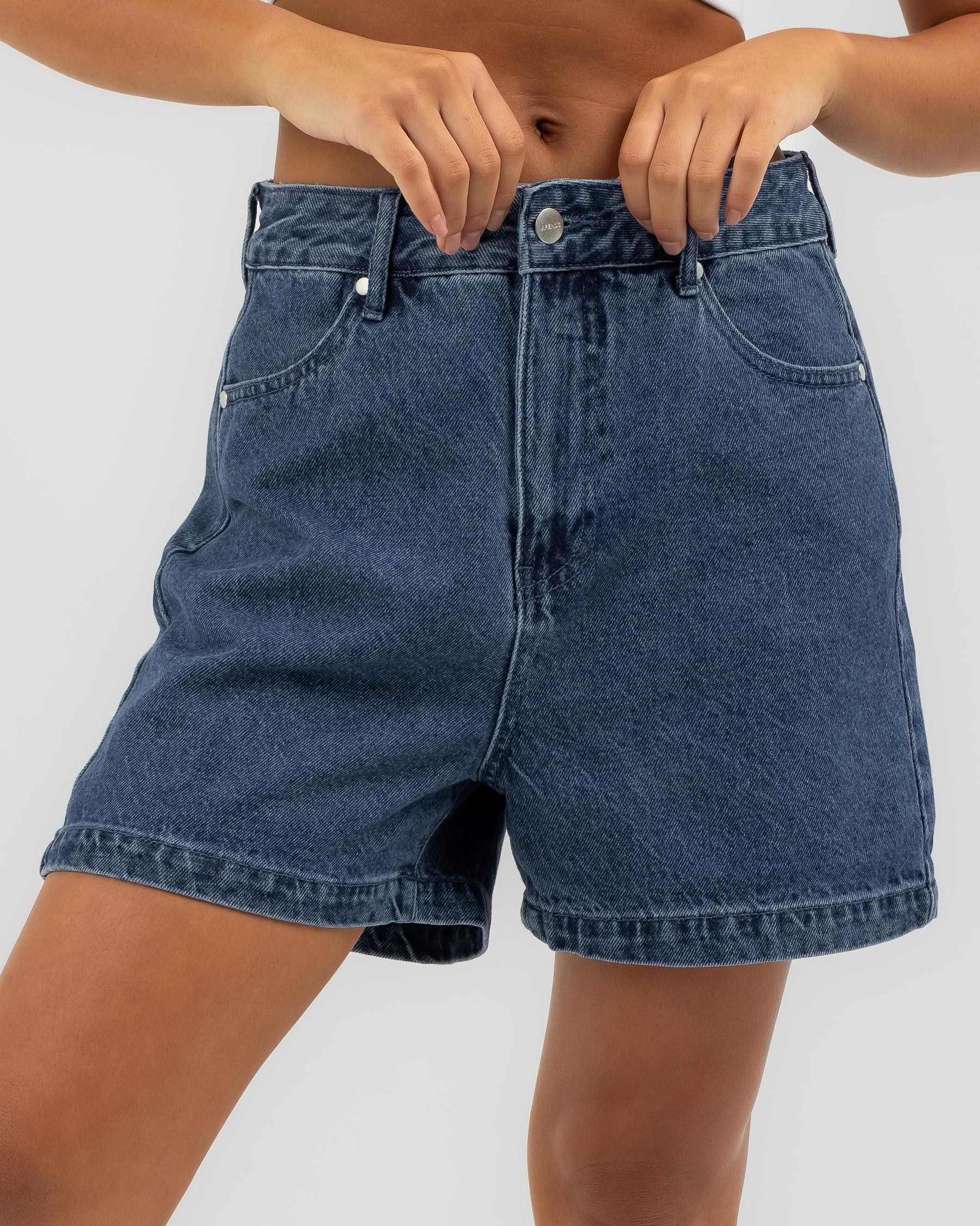 Shop Afends Seventy Threes Hemp Denim Shorts In Authentic Blue - Fast ...