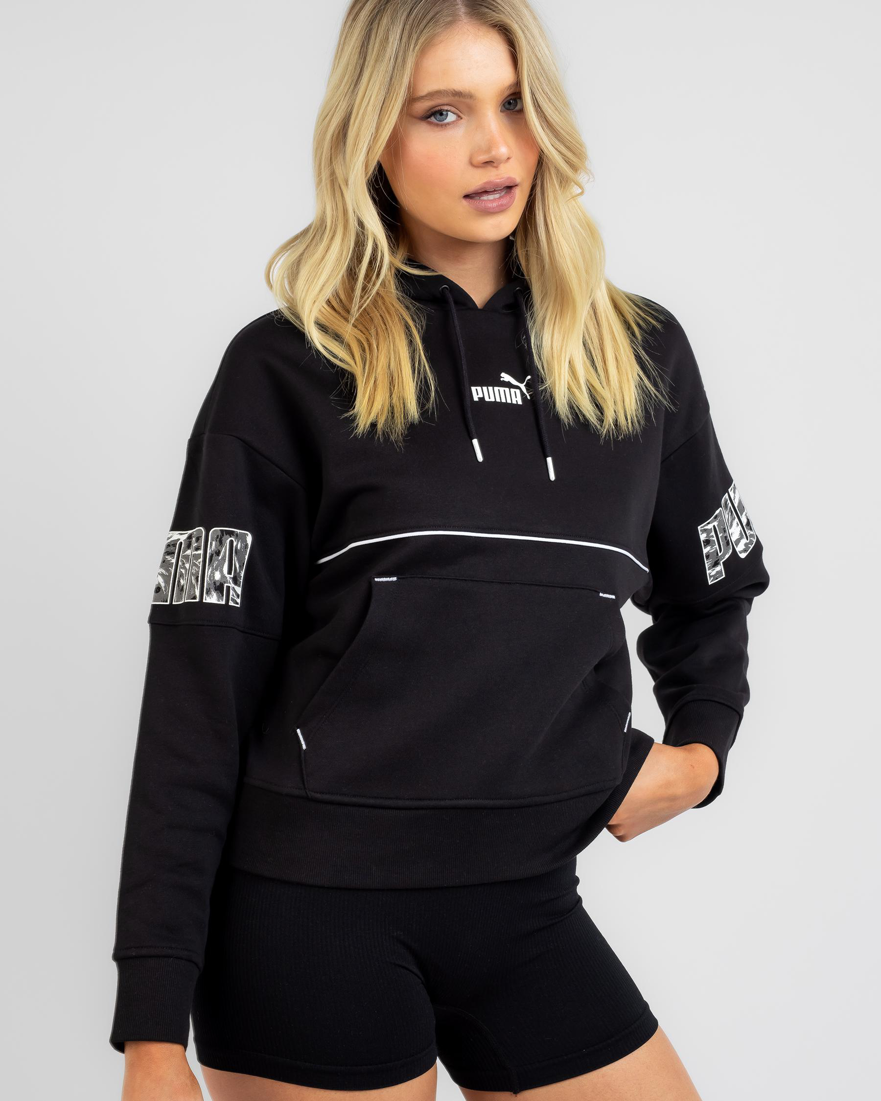 Shop Puma Power Safari Hoodie In Puma Black - Fast Shipping & Easy ...