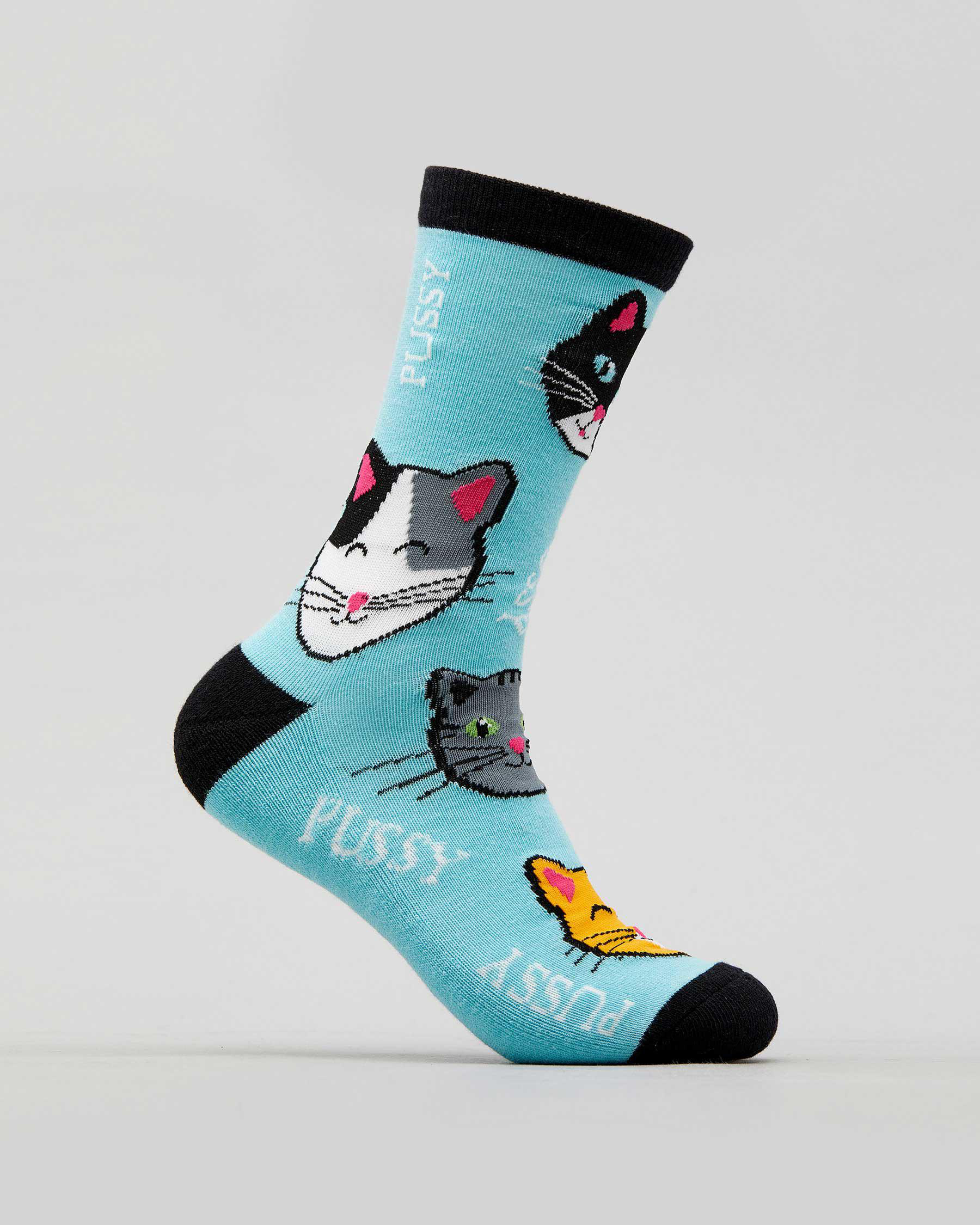 Lucid Pussycat Socks In Blue - Fast Shipping & Easy Returns - City ...