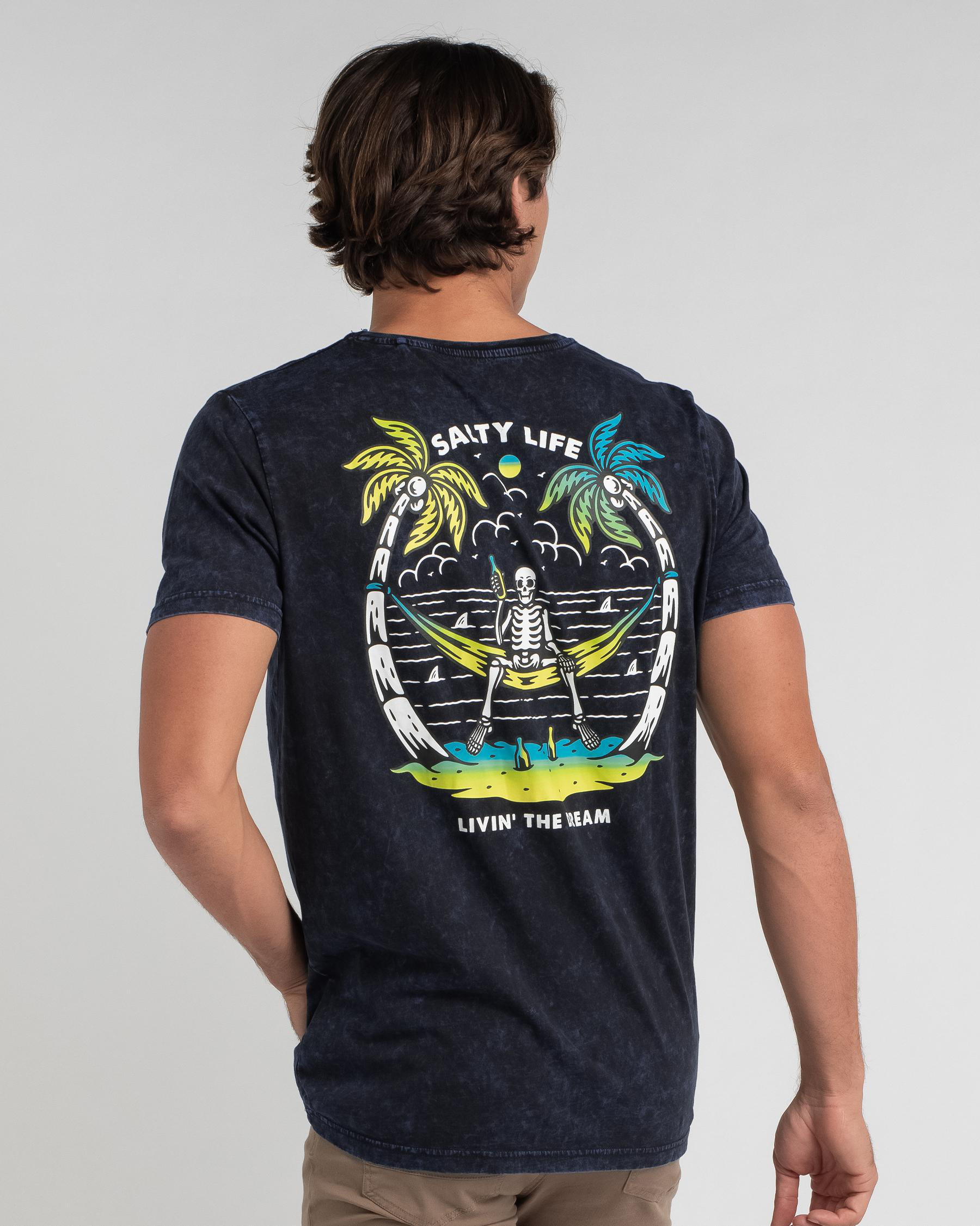 Shop Salty Life Livin The Dream T-Shirt In Navy Acid - Fast Shipping ...