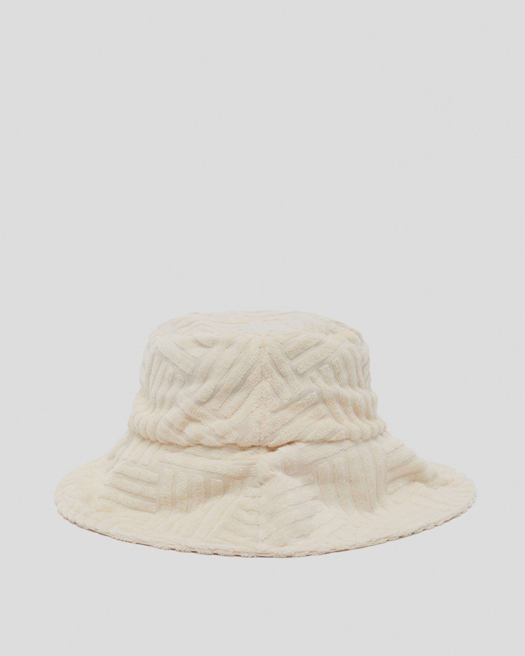 Shop Rusty Sadie Toweling Bucket Hat In Ceramic White - Fast Shipping ...