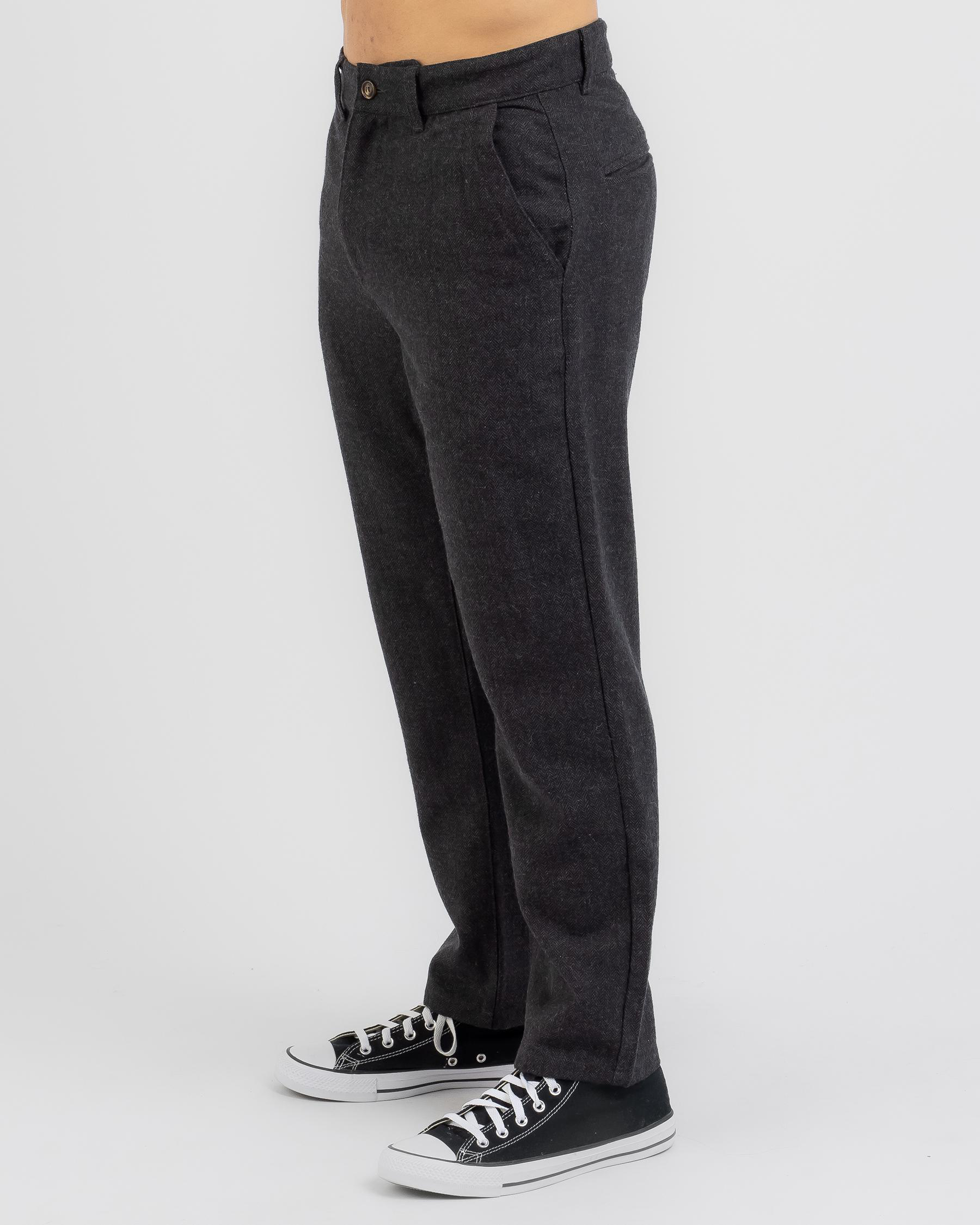 Shop Rhythm Essential Trousers In Heather Black - Fast Shipping & Easy ...