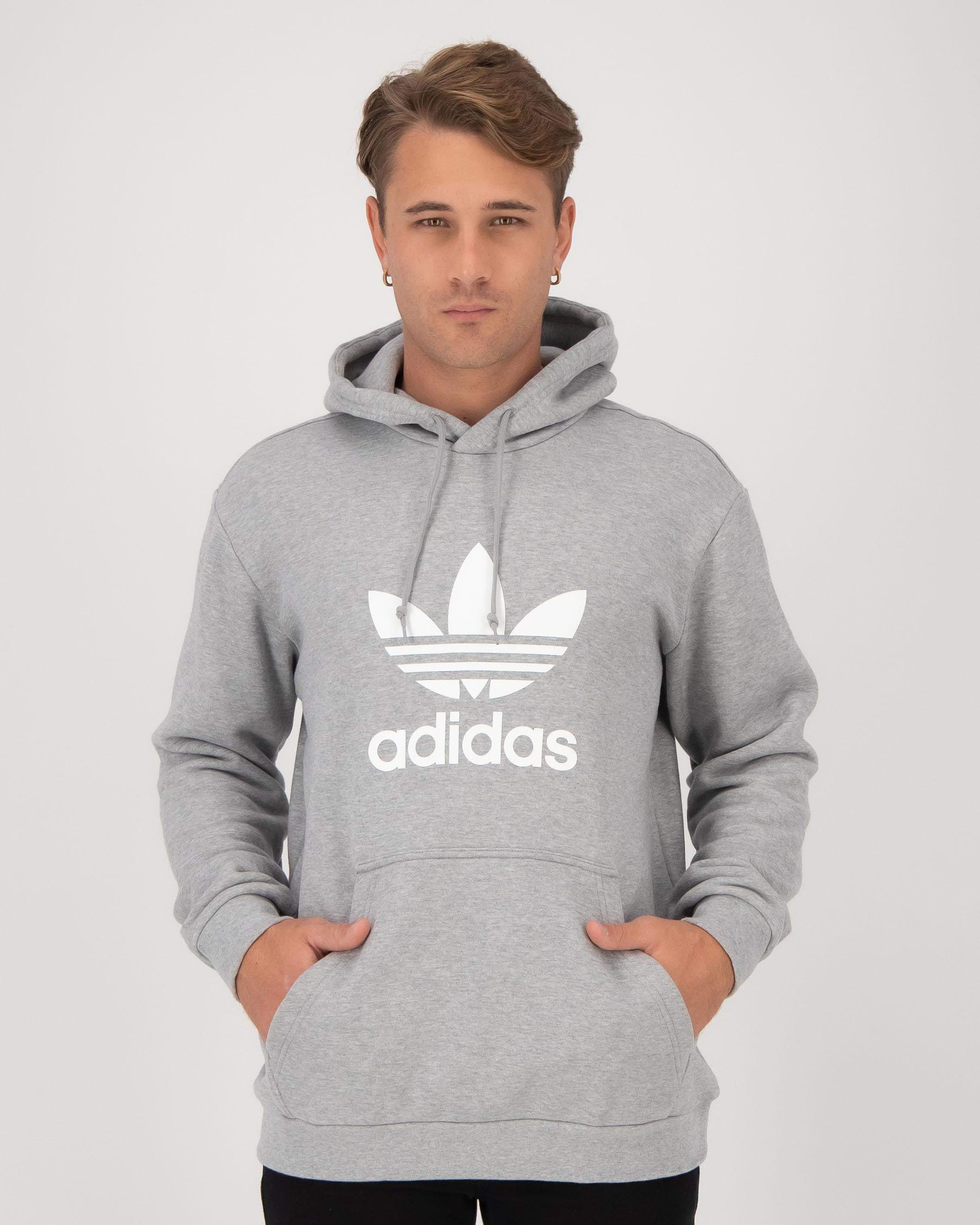 Adidas Trefoil Hoodie In Medium Grey Heather | City Beach United States
