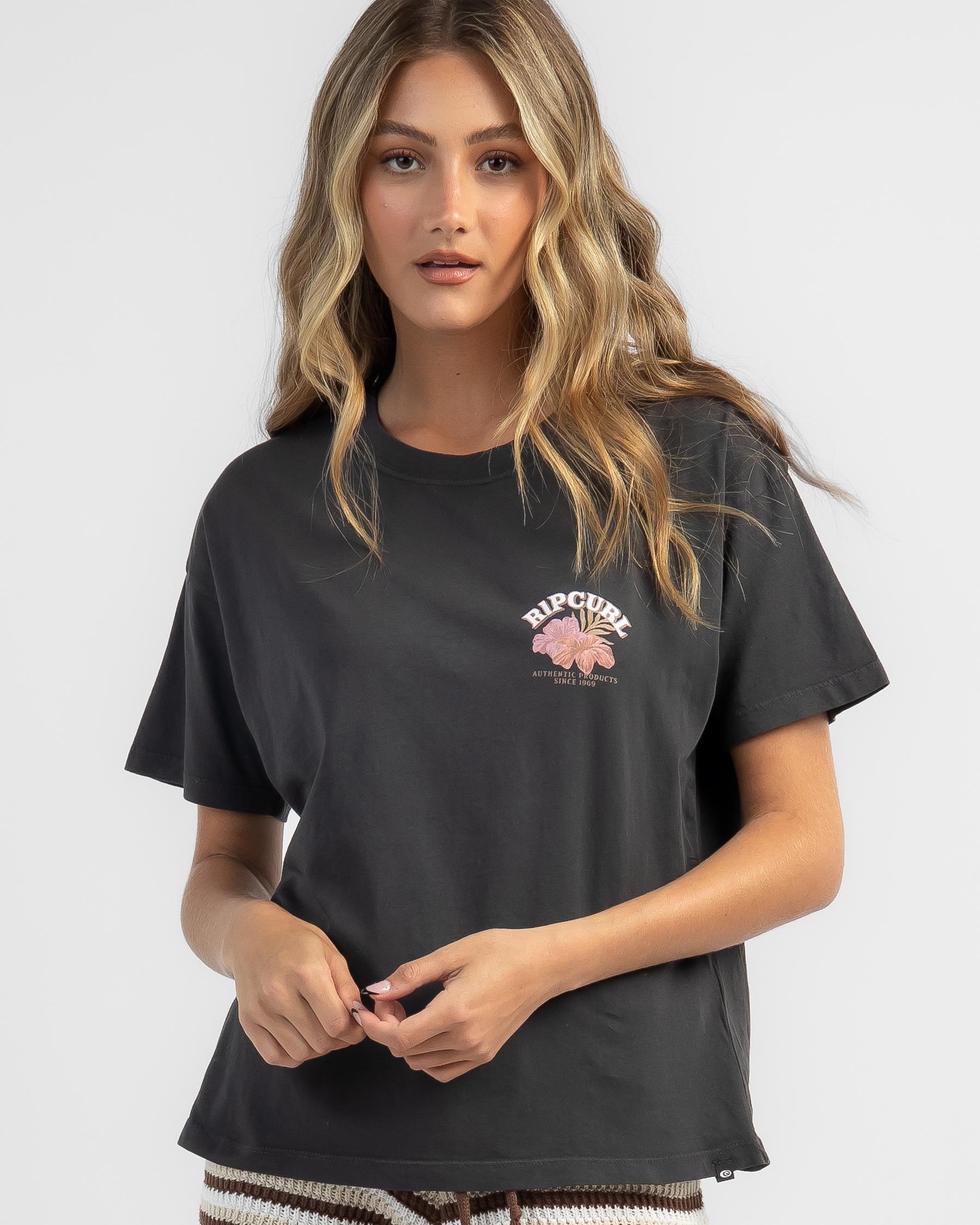 Shop Rip Curl Swell Relaxed T-Shirt In Washed Black - Fast Shipping ...