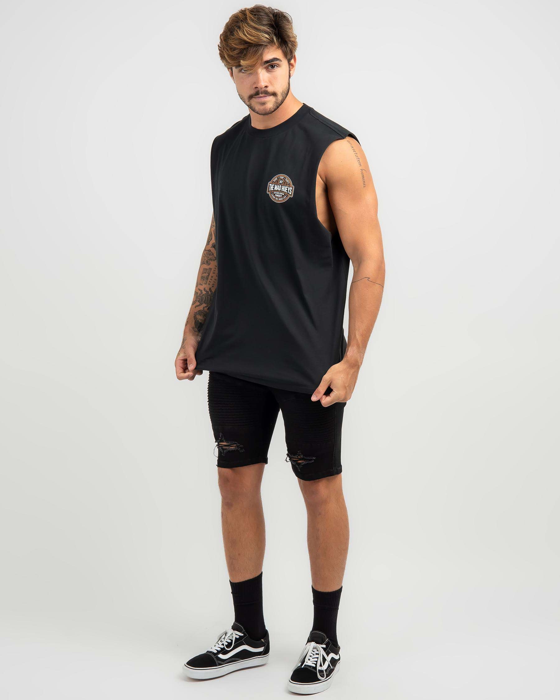 Shop The Mad Hueys Hueys Life Muscle Tank In Black - Fast Shipping ...