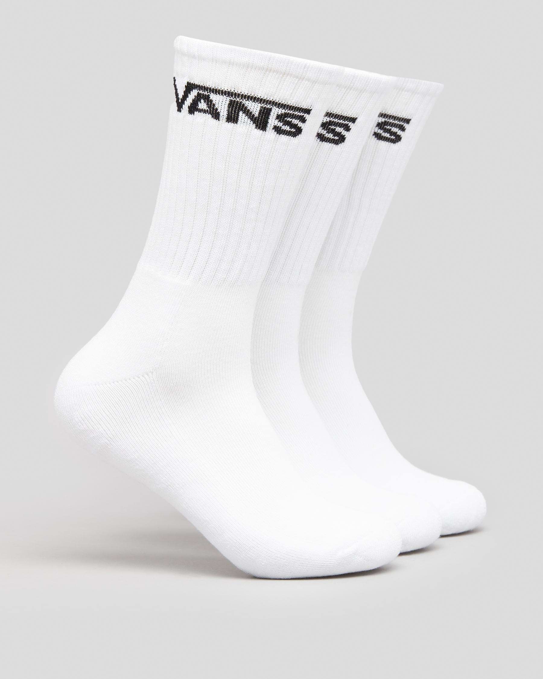 Shop Vans Boys' Classic Crew Socks 3 Pack In White - Fast Shipping ...