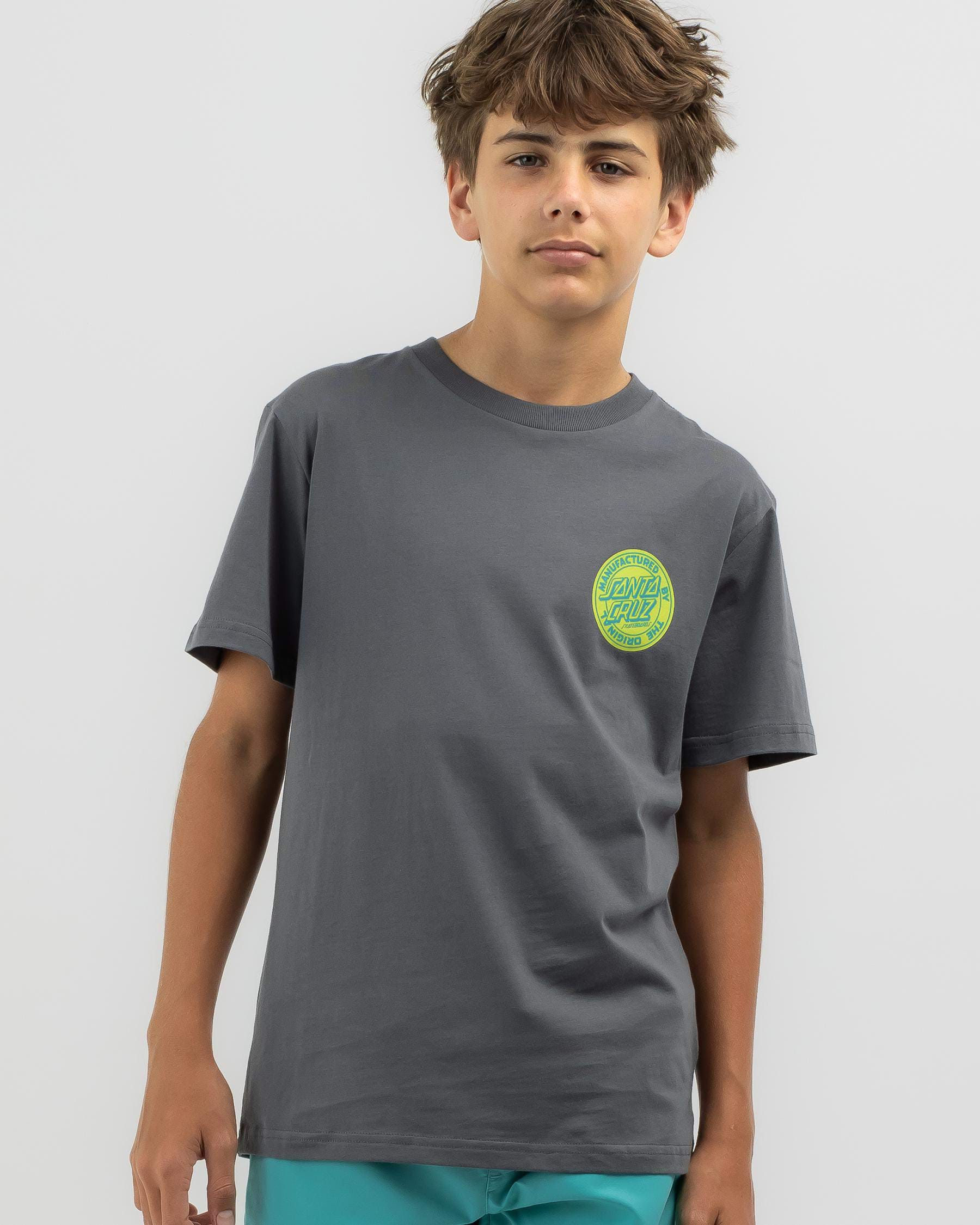 Shop Santa Cruz Boys' Reverse MFG Dot T-Shirt In Charcoal - Fast ...