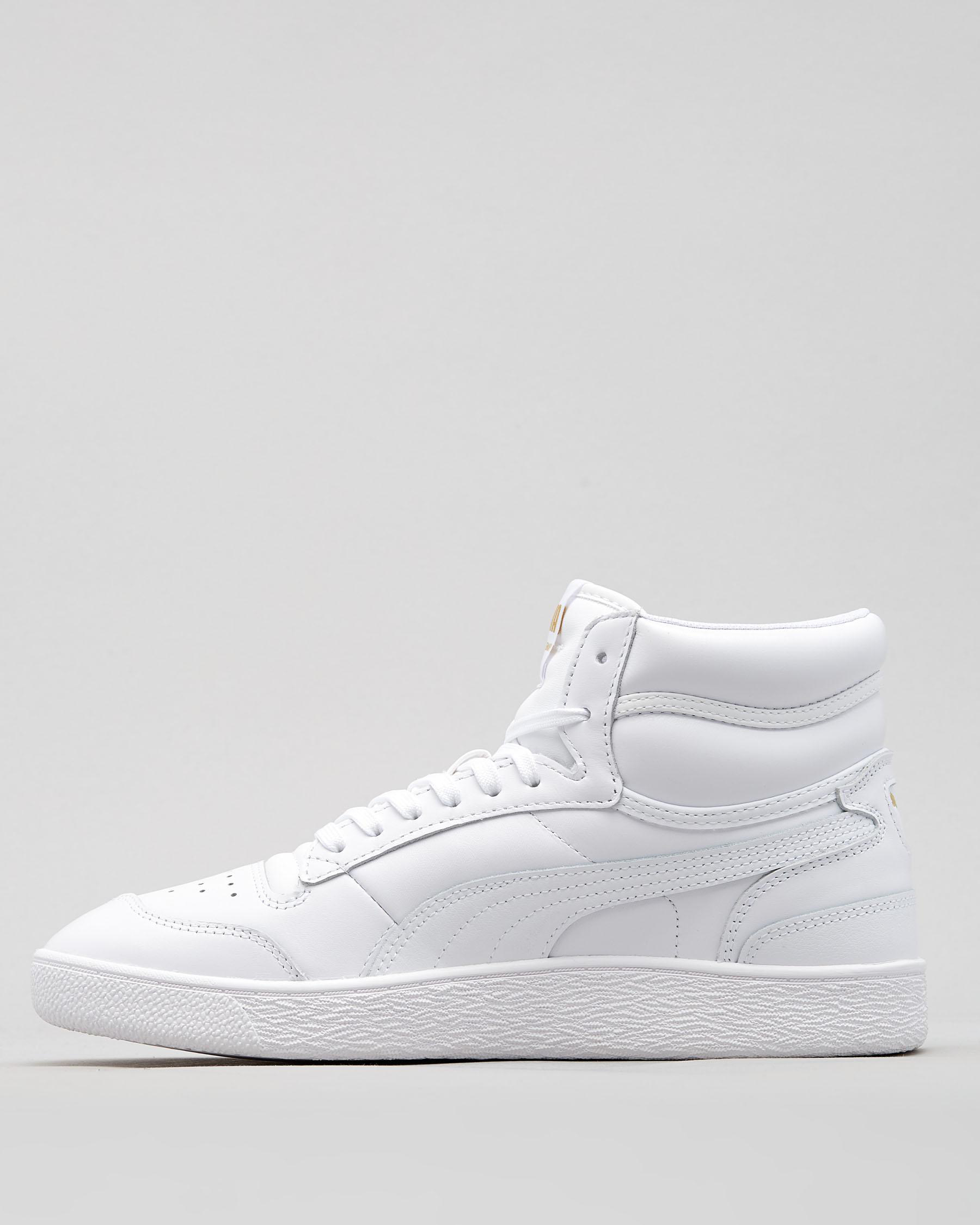 Shop Puma Ralph Sampson Mid Cut Shoes In White/team Gold - Fast ...