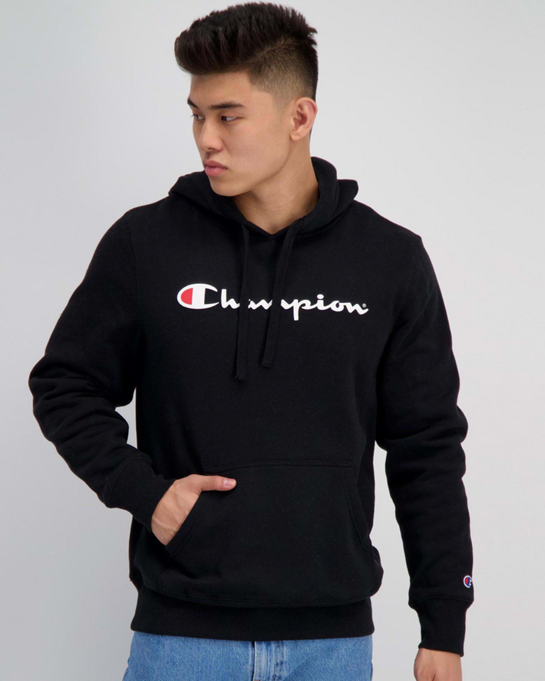 Champion Logo Hoodie In Black - Fast Shipping & Easy Returns - City ...