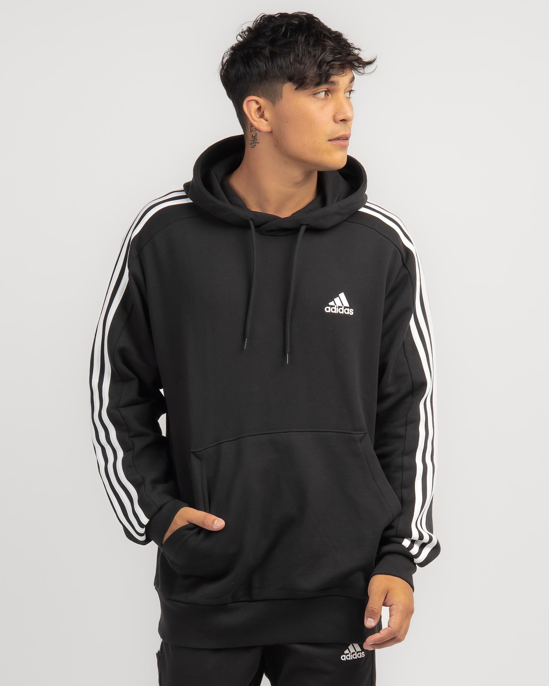 Shop adidas 3 Stripe Hoodie In Black/white - Fast Shipping & Easy ...
