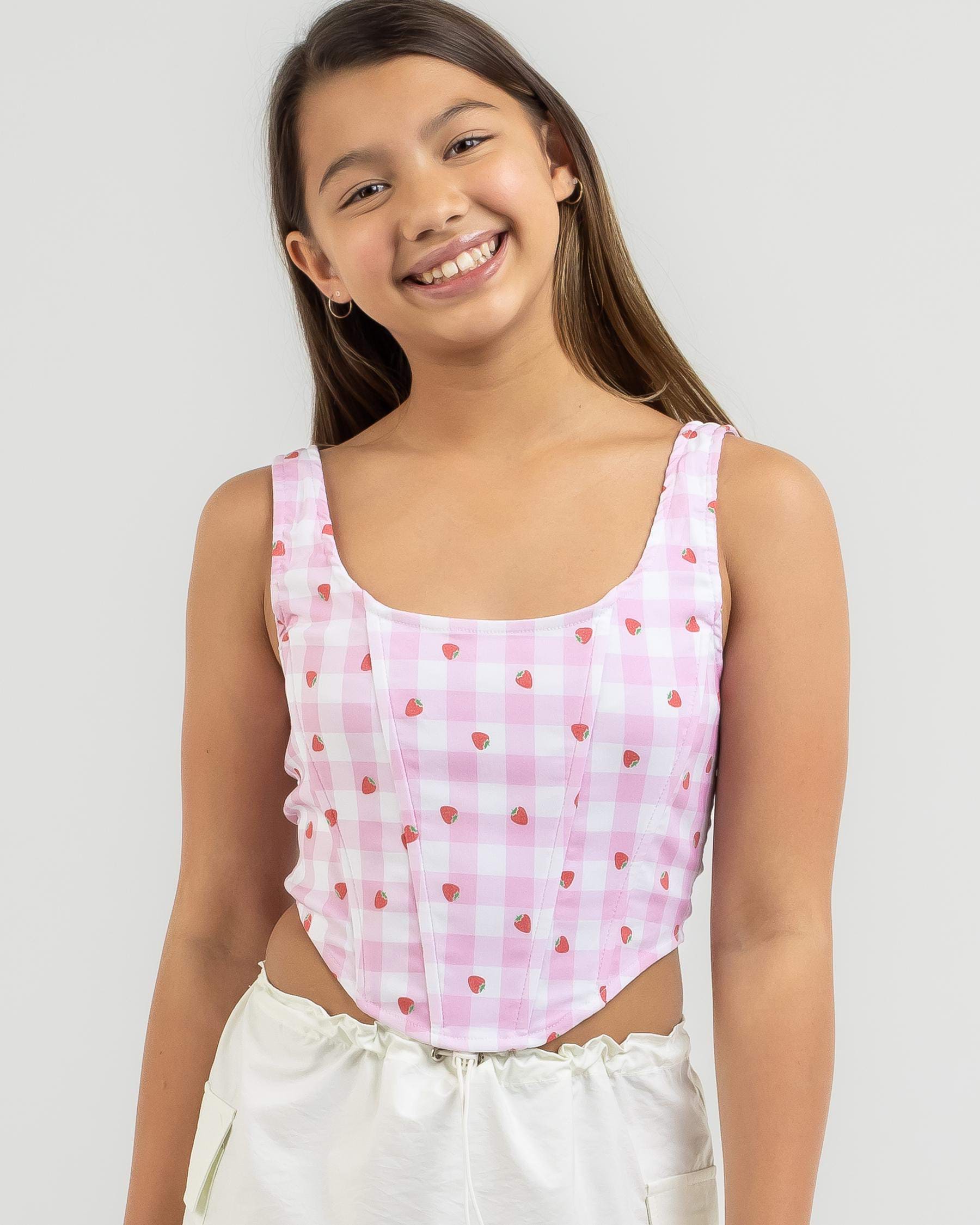 Girls' Strawberry Patch Corset Top
