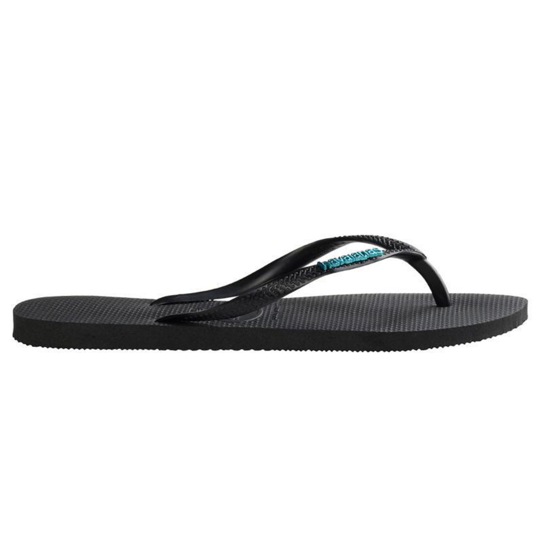 Shop Havaianas Slim Metal Thongs In Black/blue - Fast Shipping & Easy ...