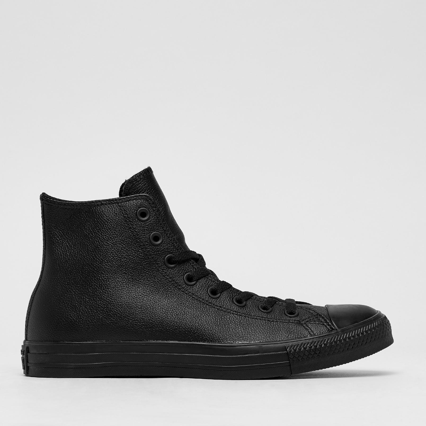 Shop Converse Chuck Taylor All Star Leather Hi-Top Shoes In Black ...