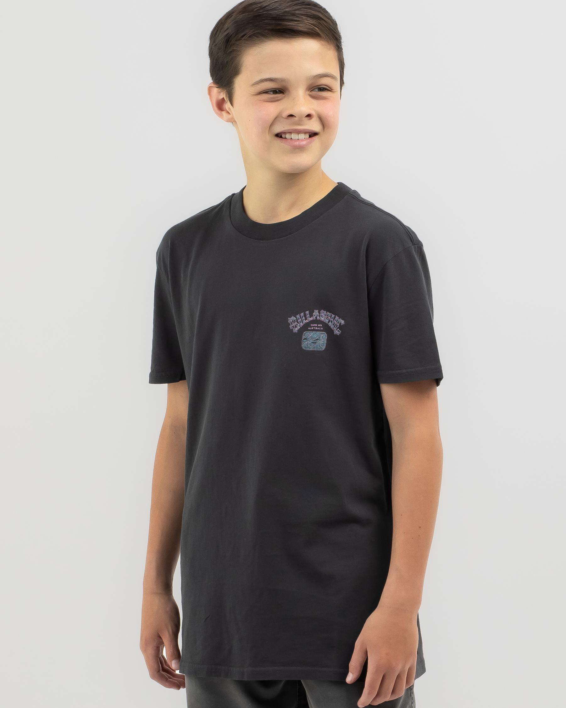 Shop Billabong Boys' Heritage Arch Short Sleeve T-Shirt In Black - Fast ...