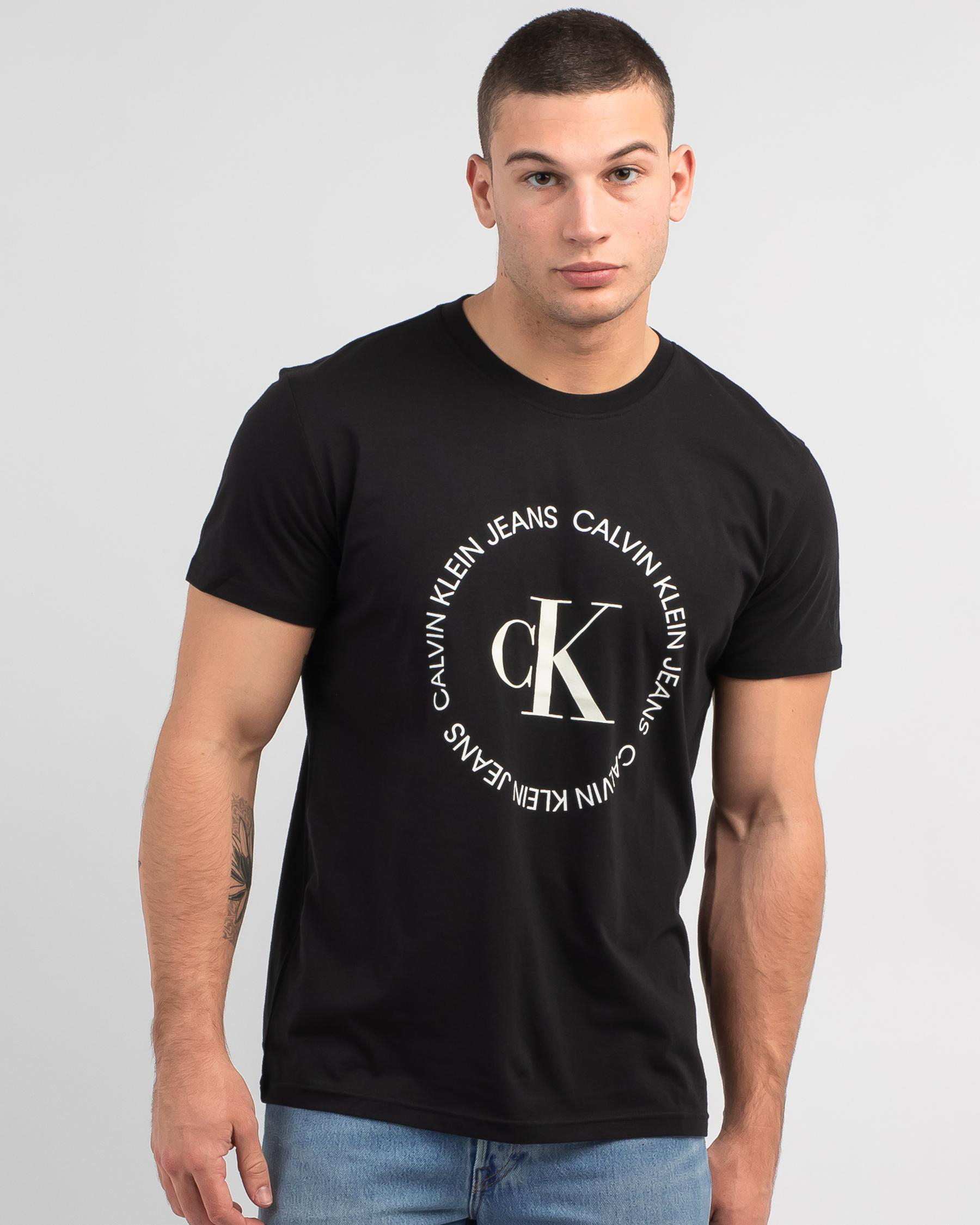 Calvin Klein CK Round Logo T-Shirt In Ck Black - Fast Shipping & Easy ...