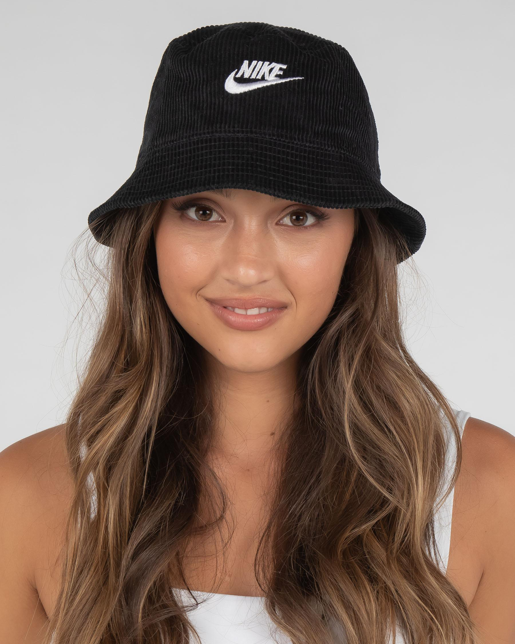 Shop Nike Futura Corduroy Bucket Hat In Black/white - Fast Shipping ...