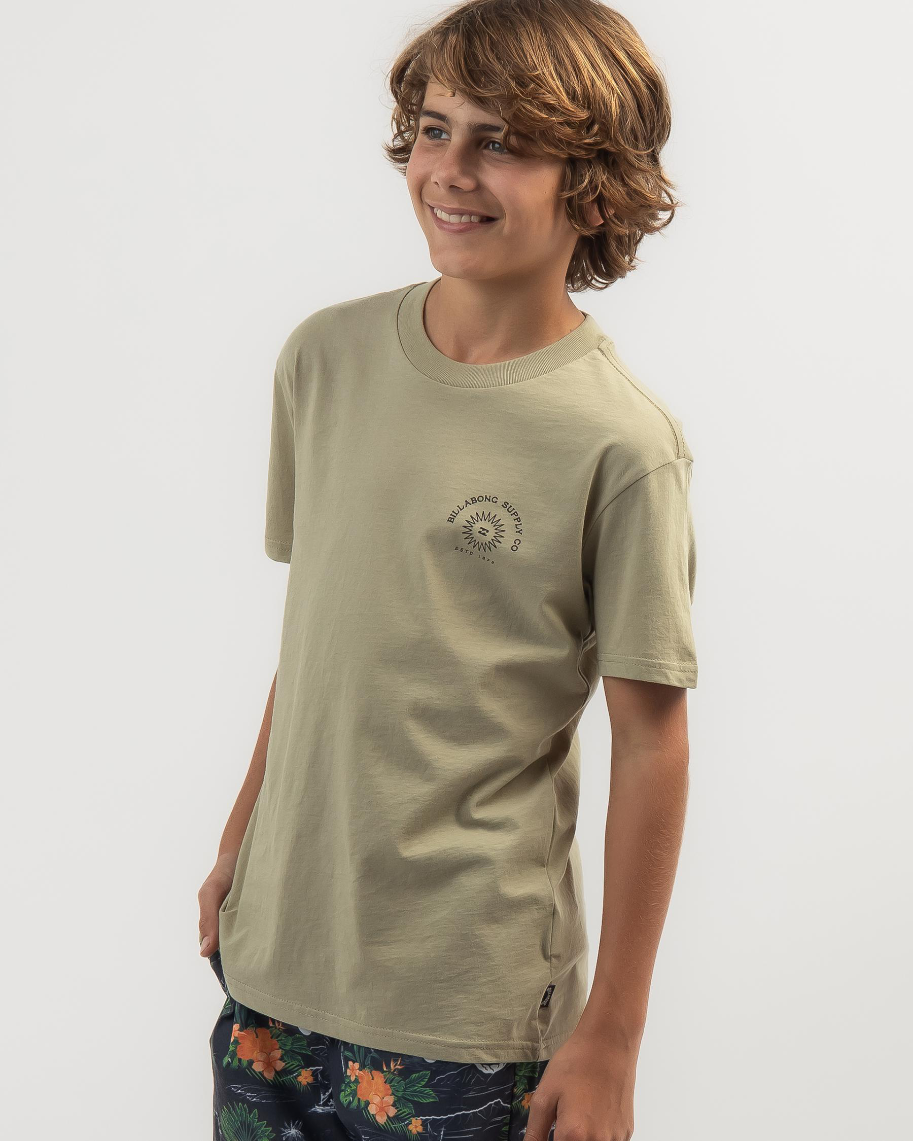 Shop Billabong Boys' Sundown T-Shirt In Khaki - Fast Shipping & Easy ...