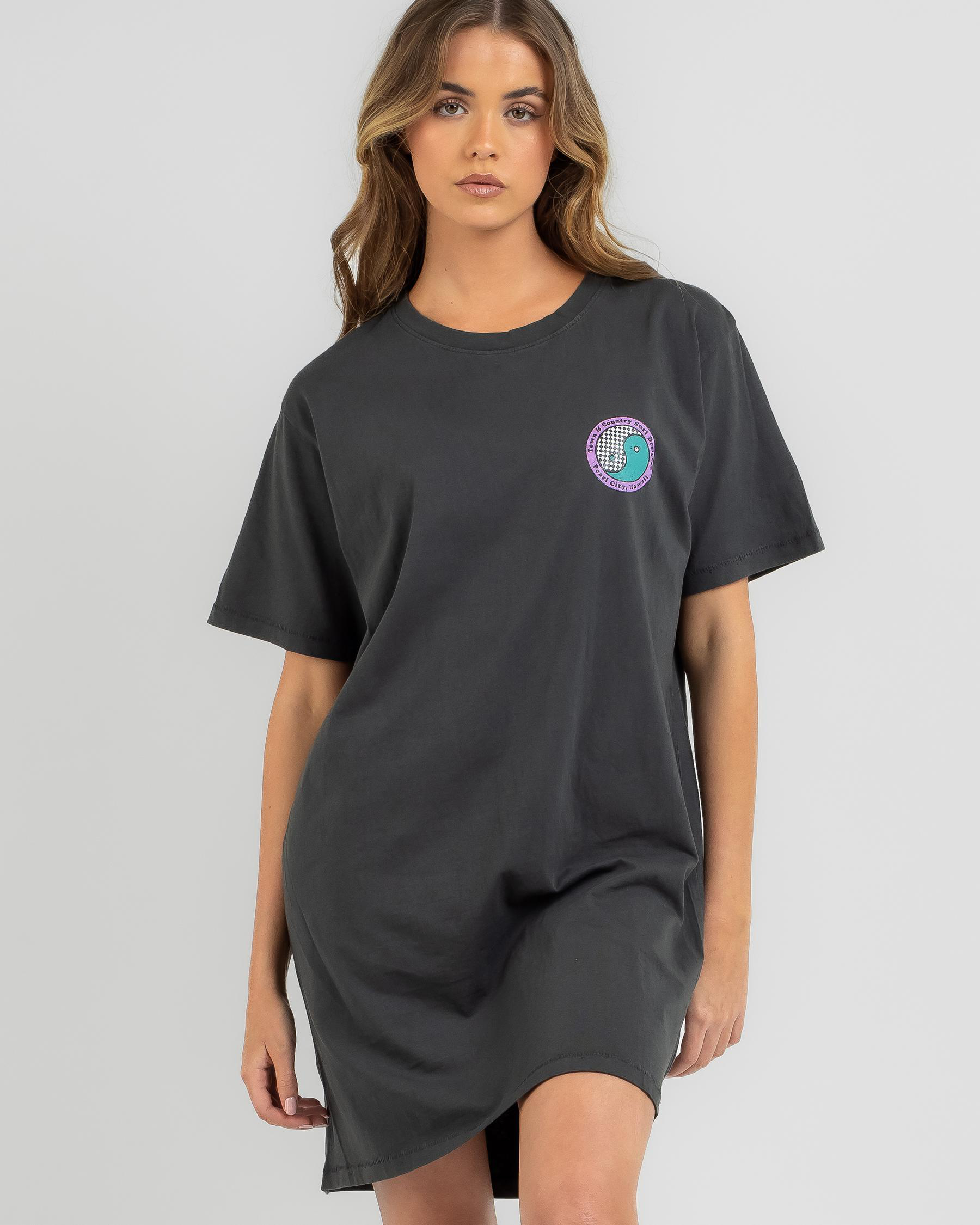 Shop Town Country Surf Designs Pearl City T Shirt Dress In Washed Black Fast Shipping Easy Returns City Beach Australia