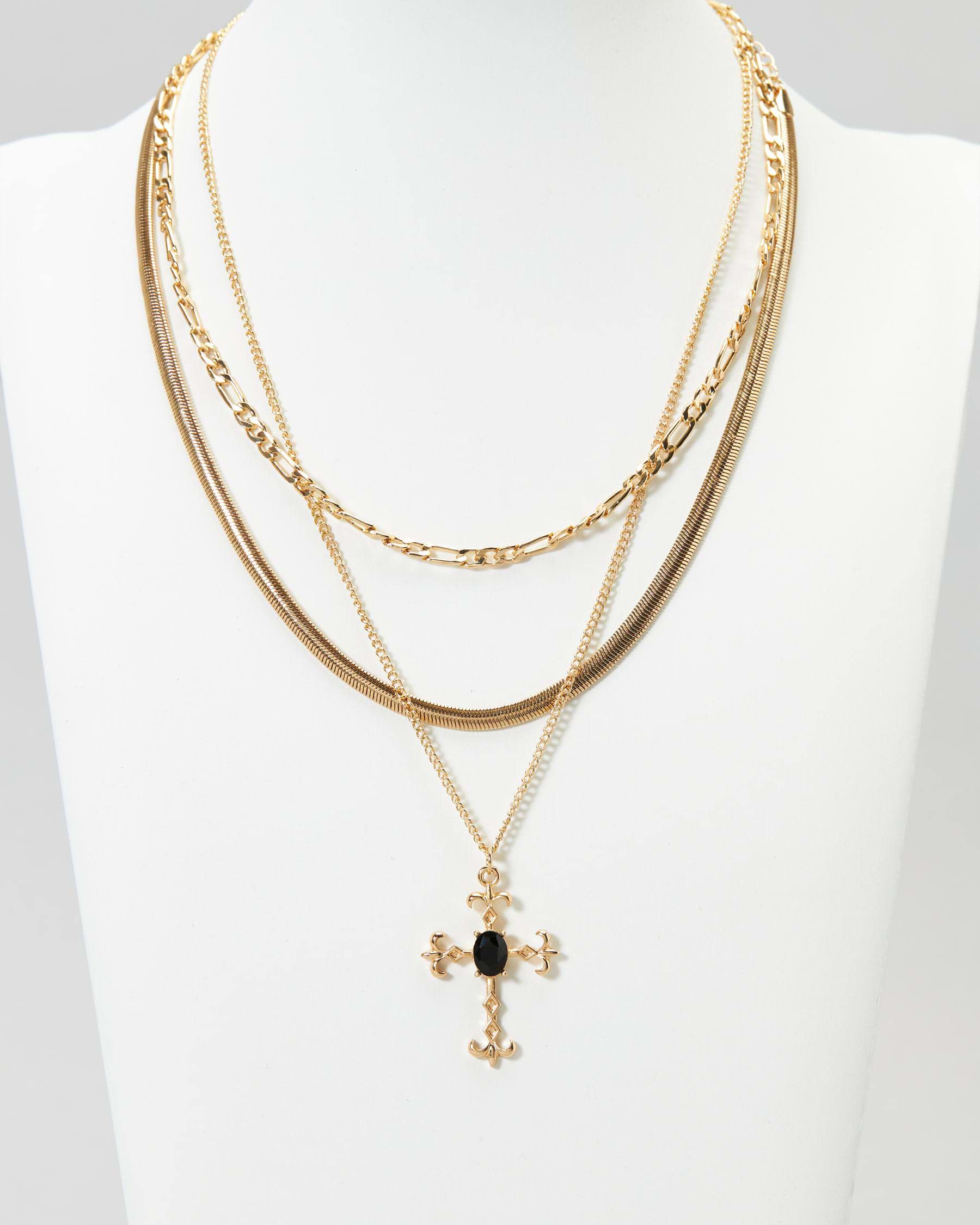 Shop Karyn In LA Bailey Necklace Pack In Shiny Light Gold/black - Fast ...