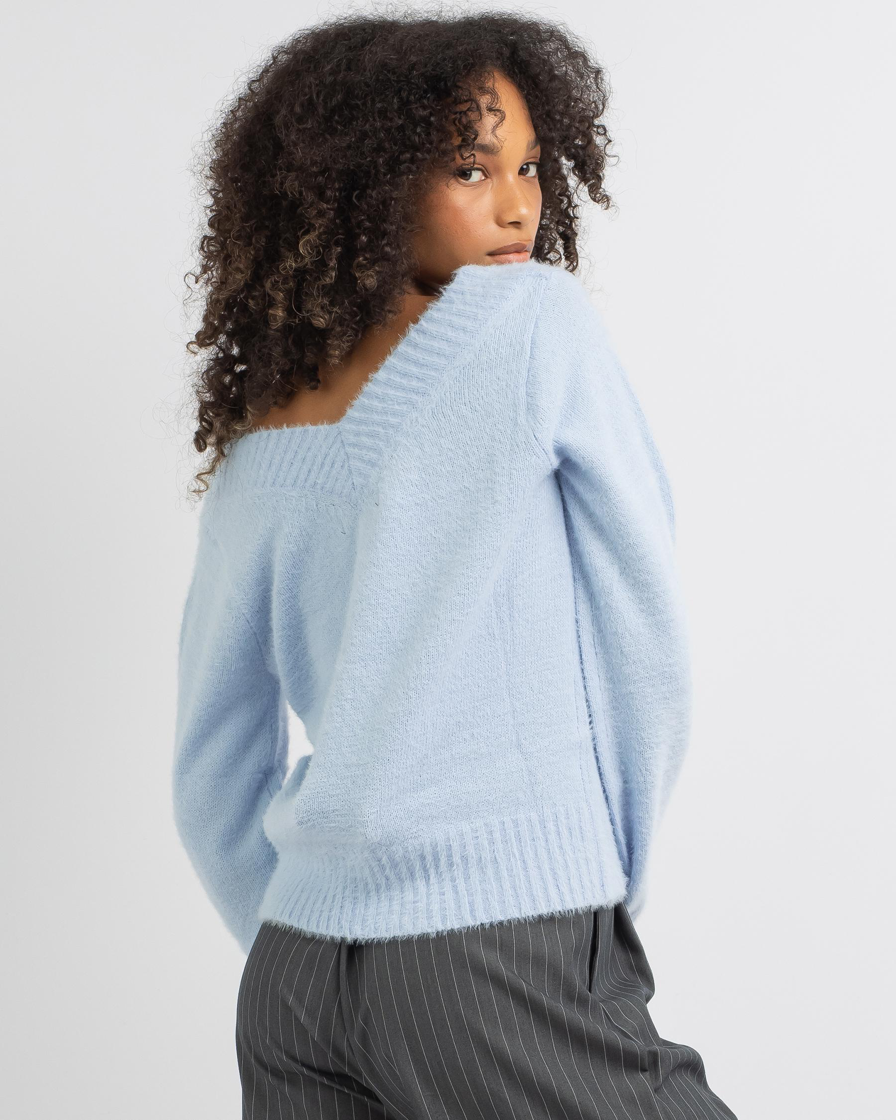 Shop Ava And Ever Monet Knit Jumper In Pale Blue - Fast Shipping & Easy ...