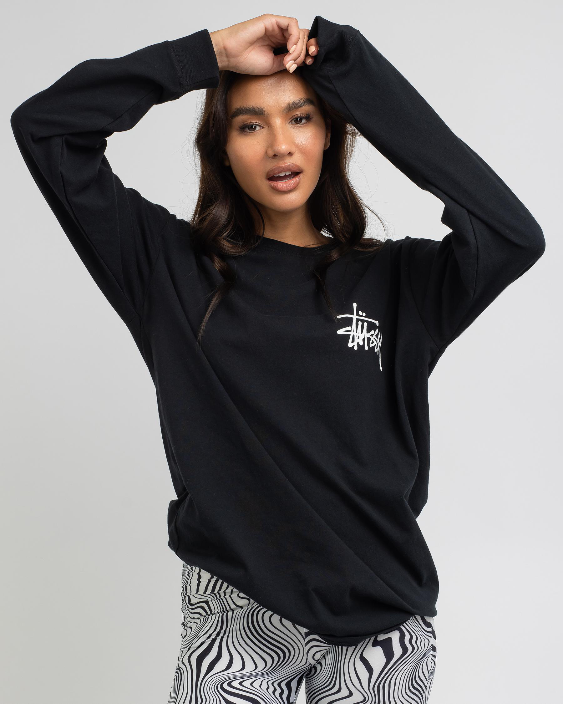 Shop Stussy Graffiti Long Sleeve Boyfriend T-Shirt In Black - Fast ...