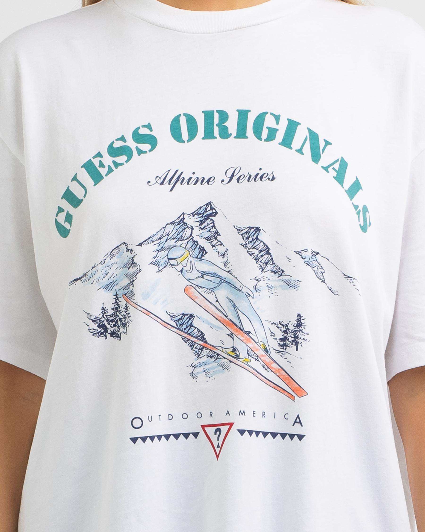Shop GUESS Originals Alpine Vintage T-Shirt In Pure White - Fast ...