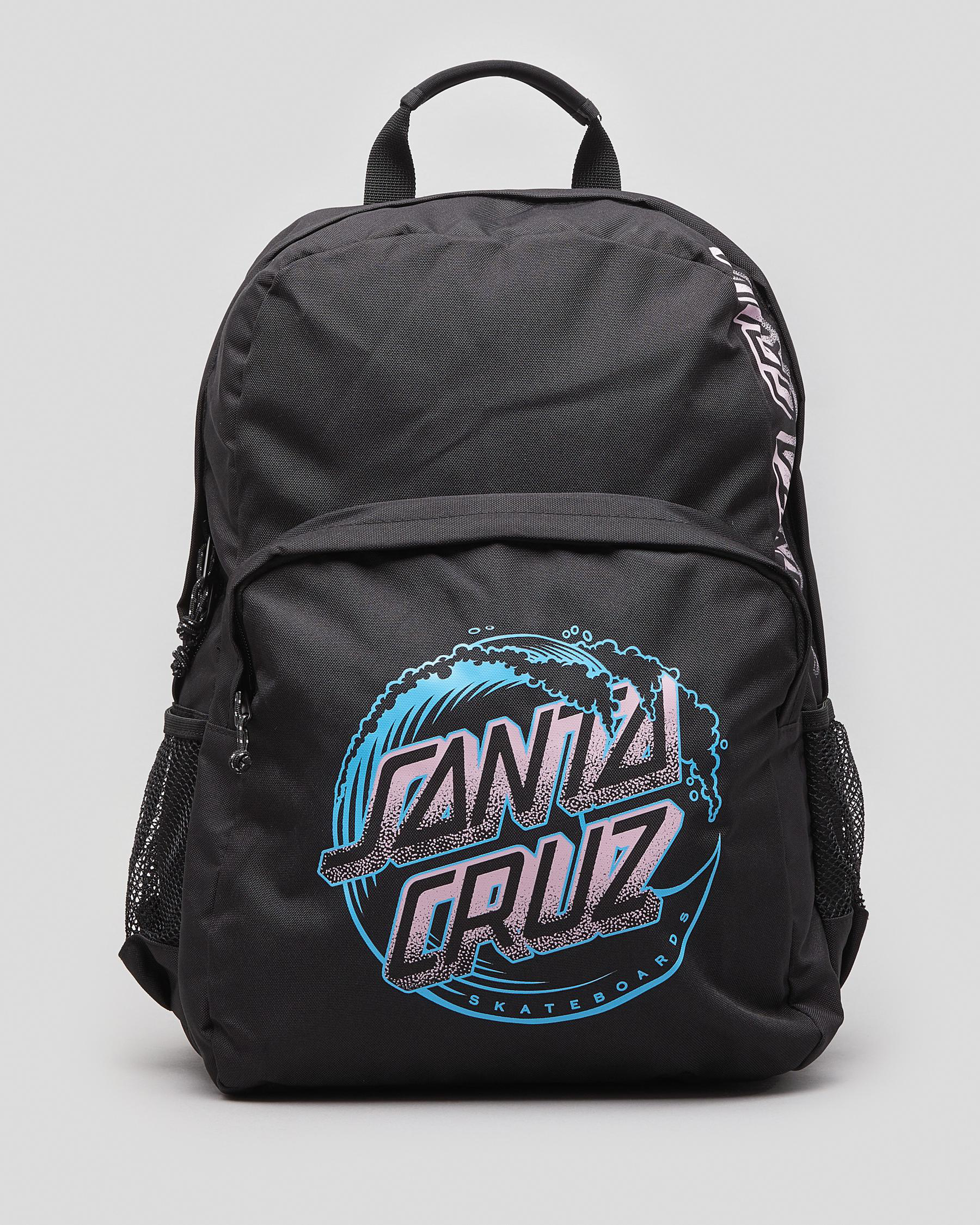 Shop Santa Cruz Stripple Wave Dot Backpack In Black - Fast Shipping ...