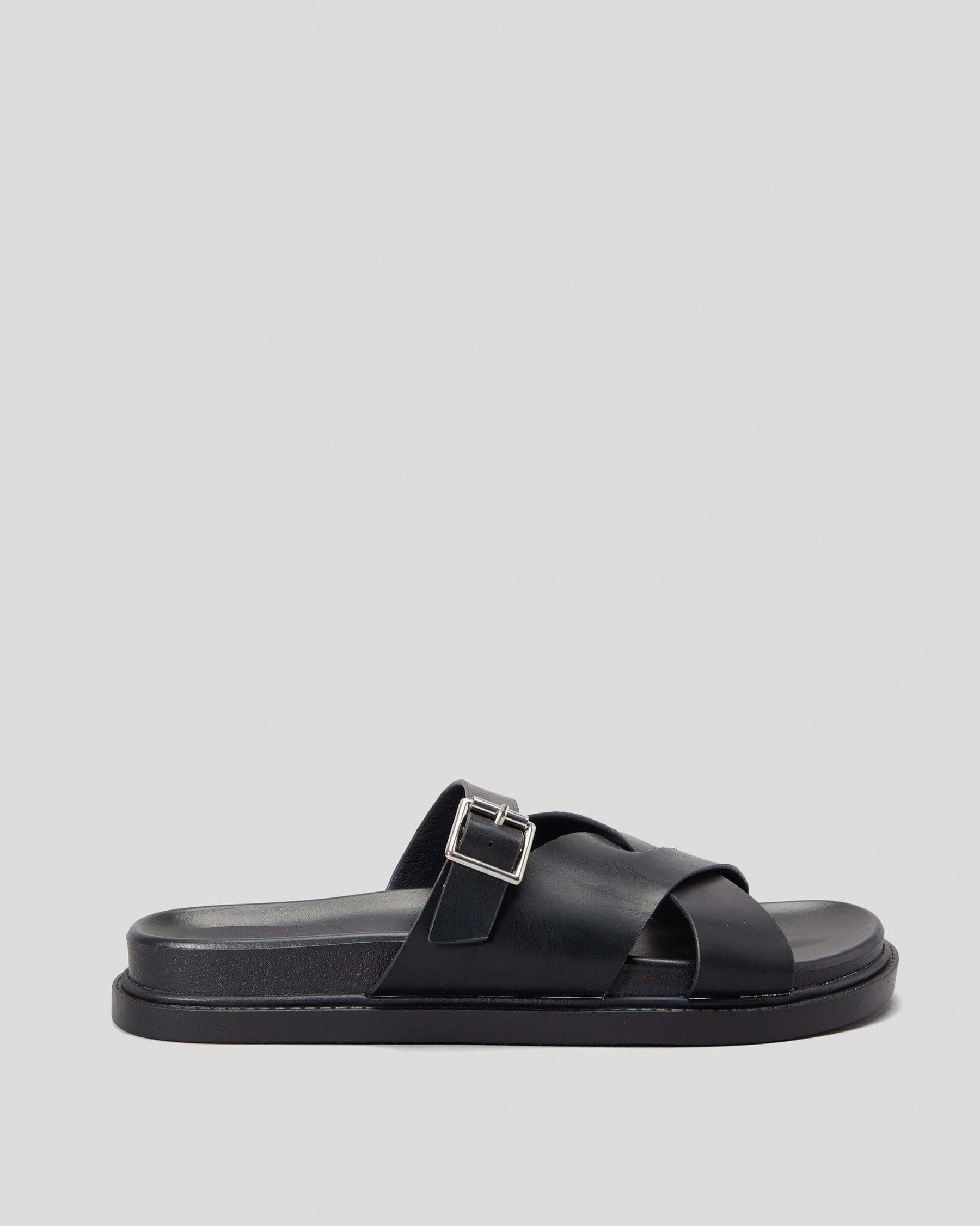 Shop Ava And Ever Ortega Slide Sandals In Black/black - Fast Shipping ...