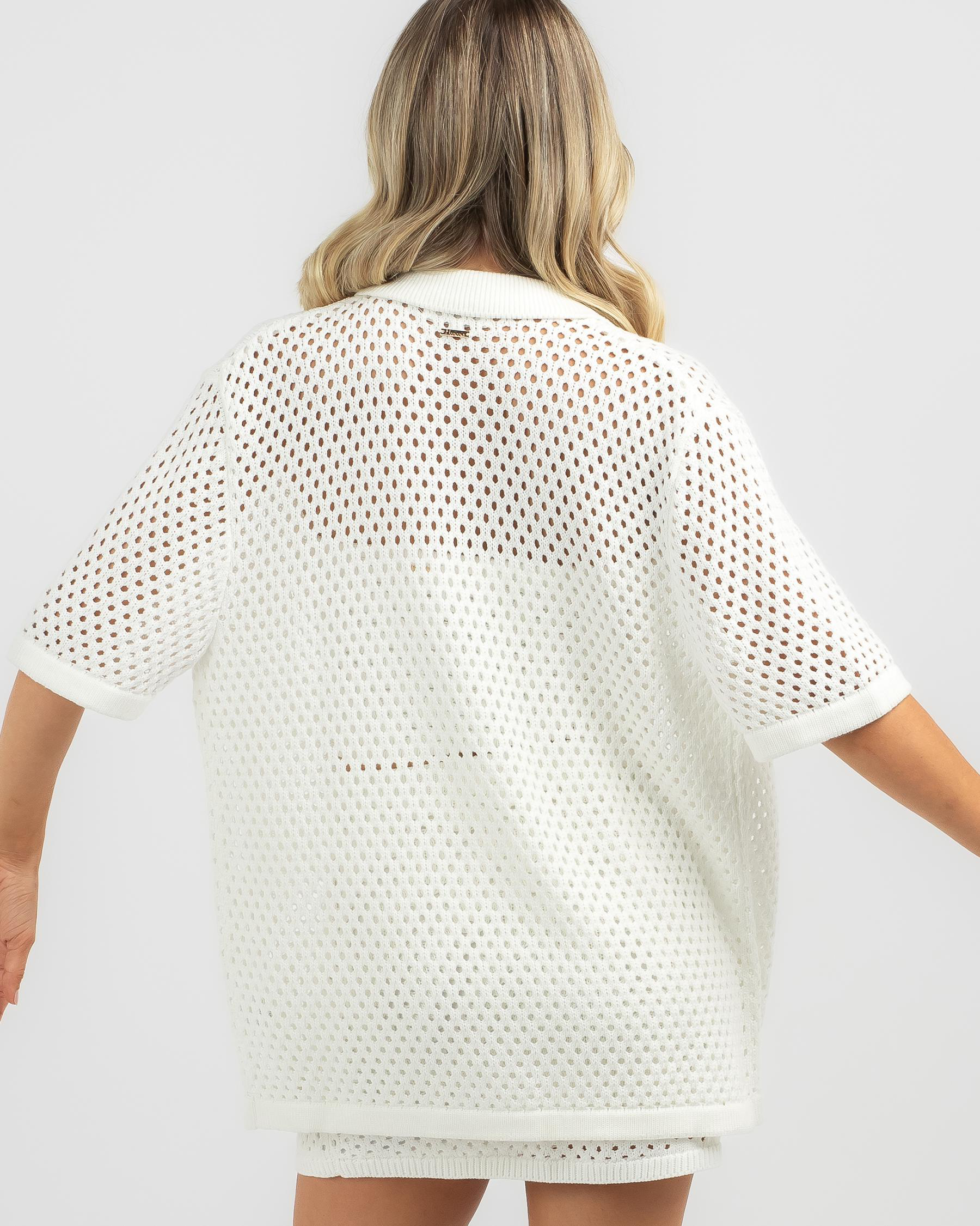 Mooloola Taylah Crochet Short Sleeve Shirt In Cream - FREE* Shipping ...