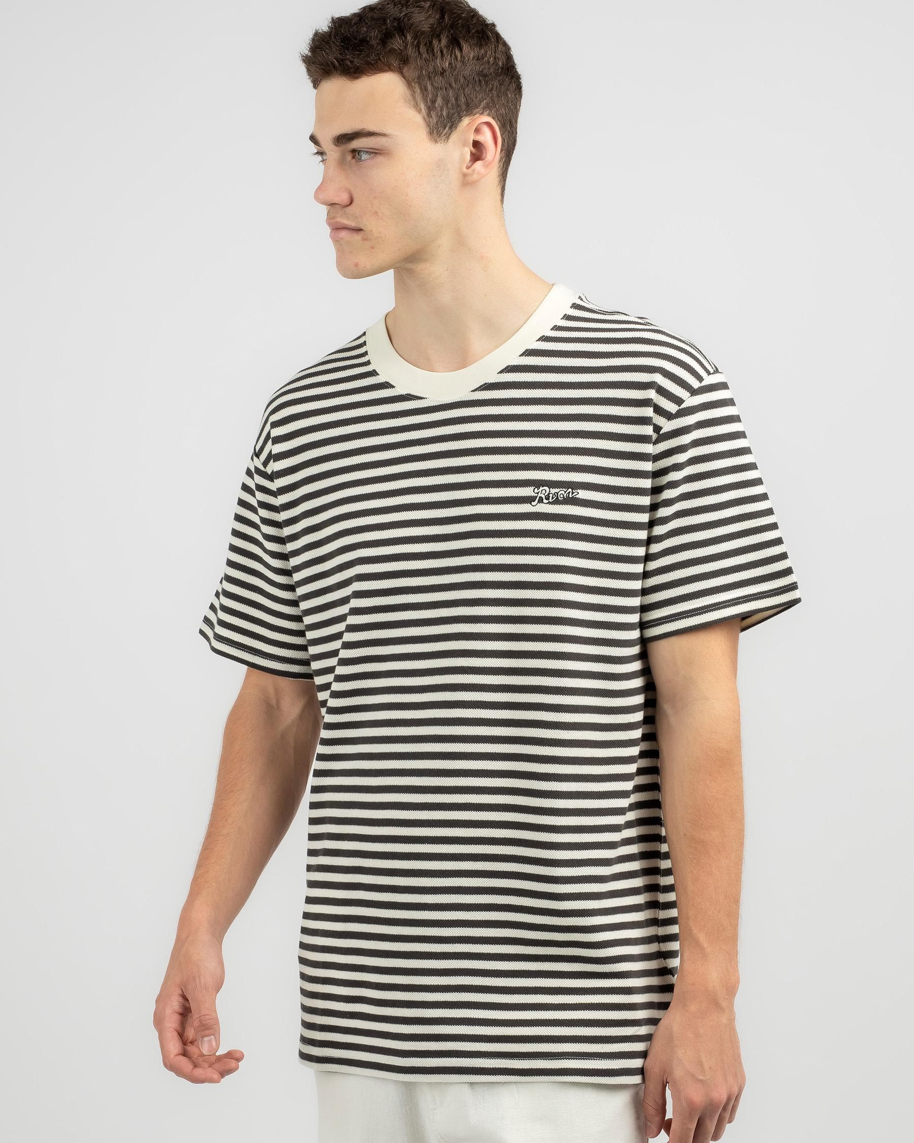 Shop RVCA Alley Stripe T-Shirt In Washed Black - Fast Shipping & Easy ...