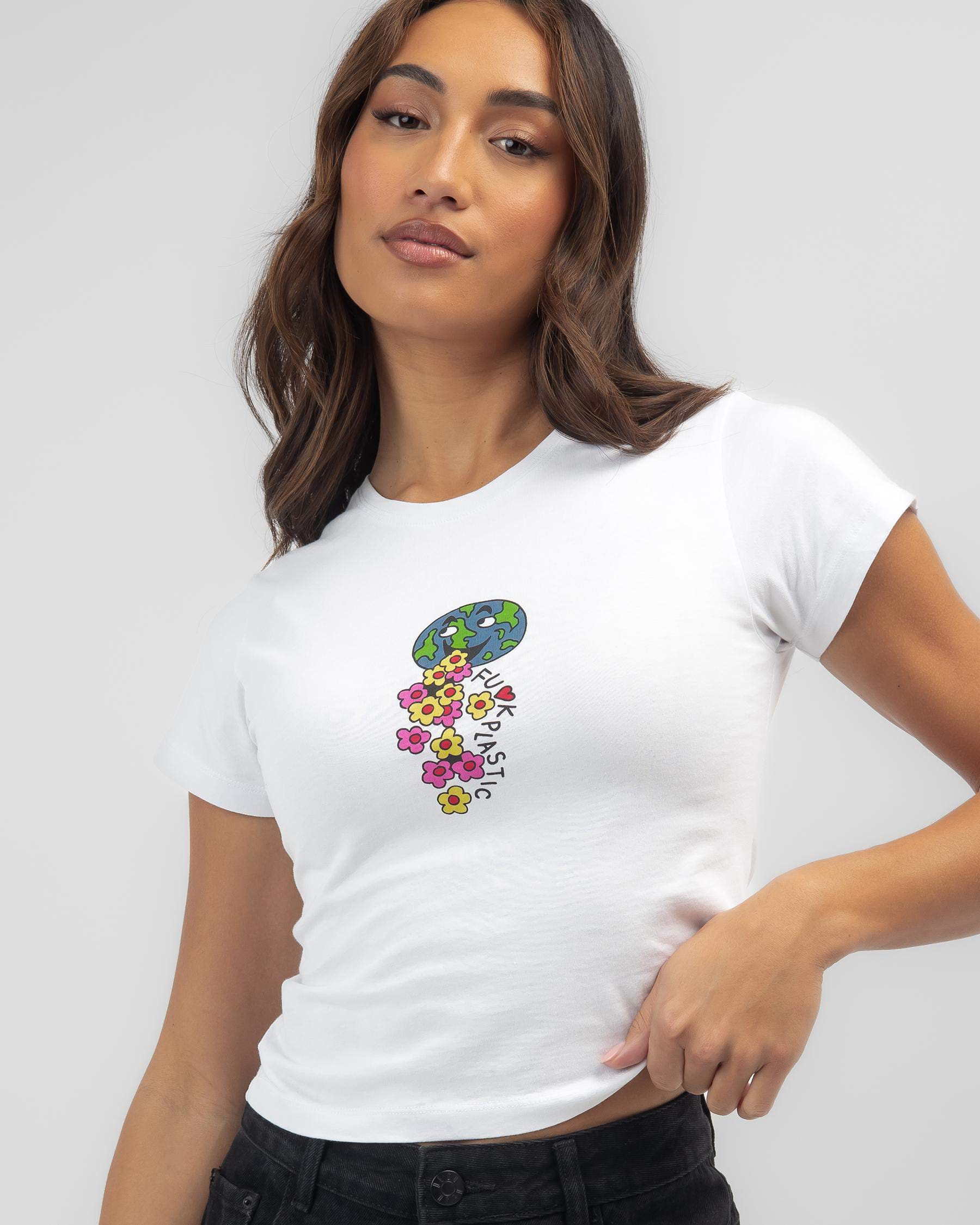 Shop Afends F Plastic Baby Tee In White - Fast Shipping & Easy Returns ...