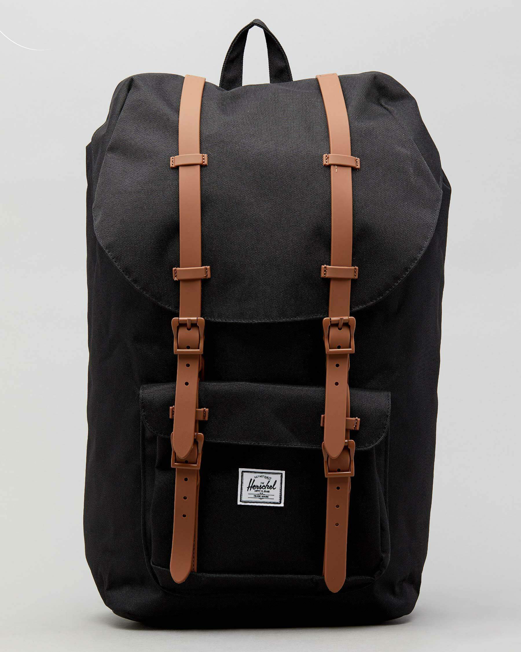 Shop Herschel Little America Backpack In Black/saddle Brown - Fast ...