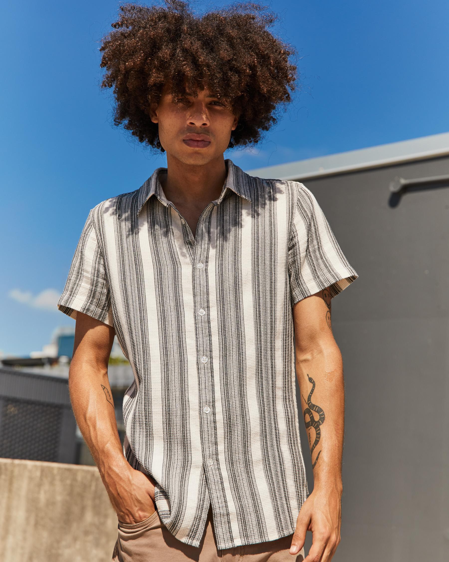 Lucid Bordered Short Sleeve Shirt In Off White - Fast Shipping & Easy ...