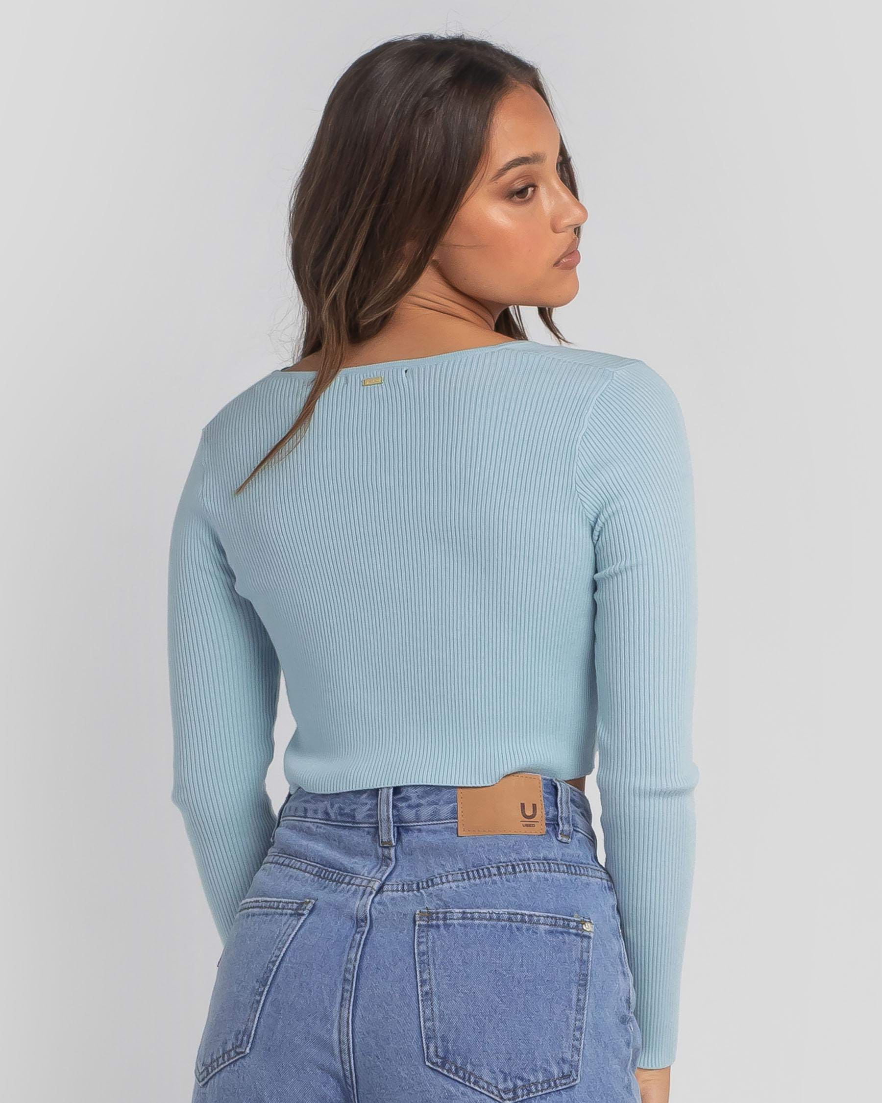 Shop Ava And Ever Polexia Knit Top In Light Blue - Fast Shipping & Easy ...