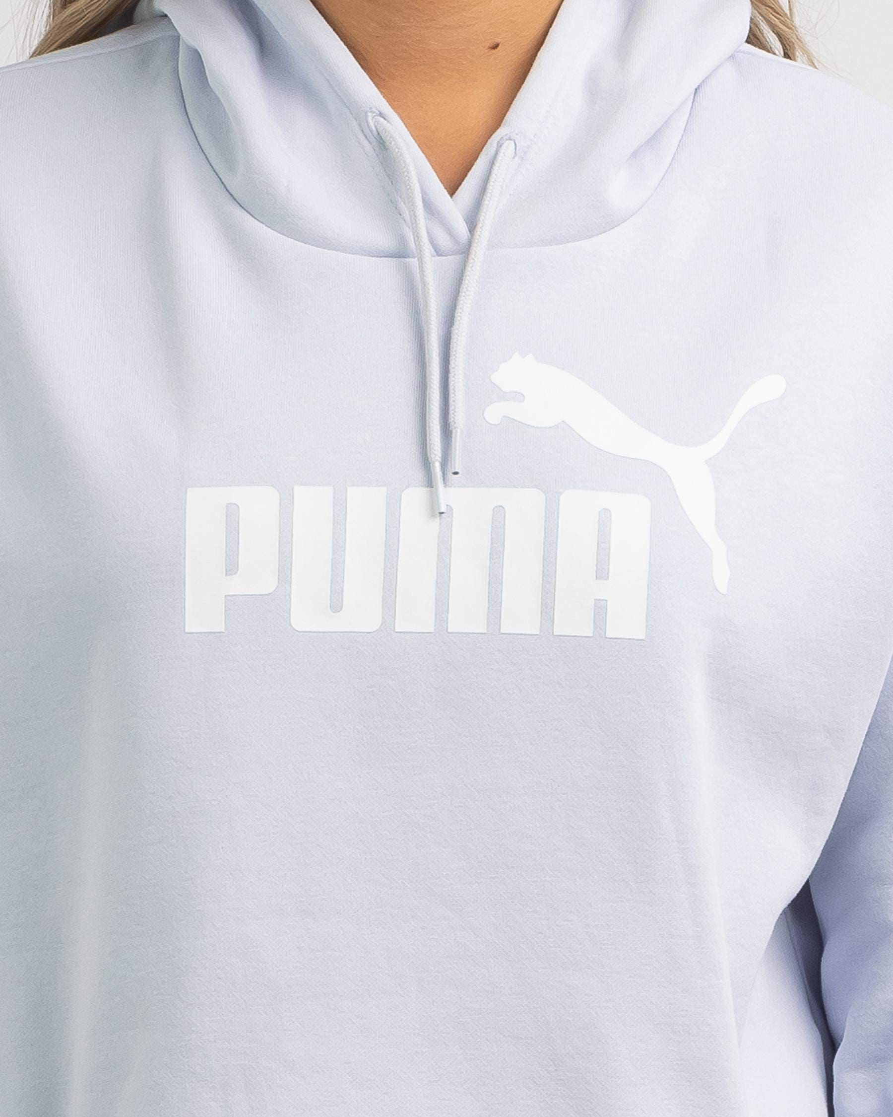 Shop Puma Essential Cropped Logo Hoodie In Arctic Ice - Fast Shipping ...
