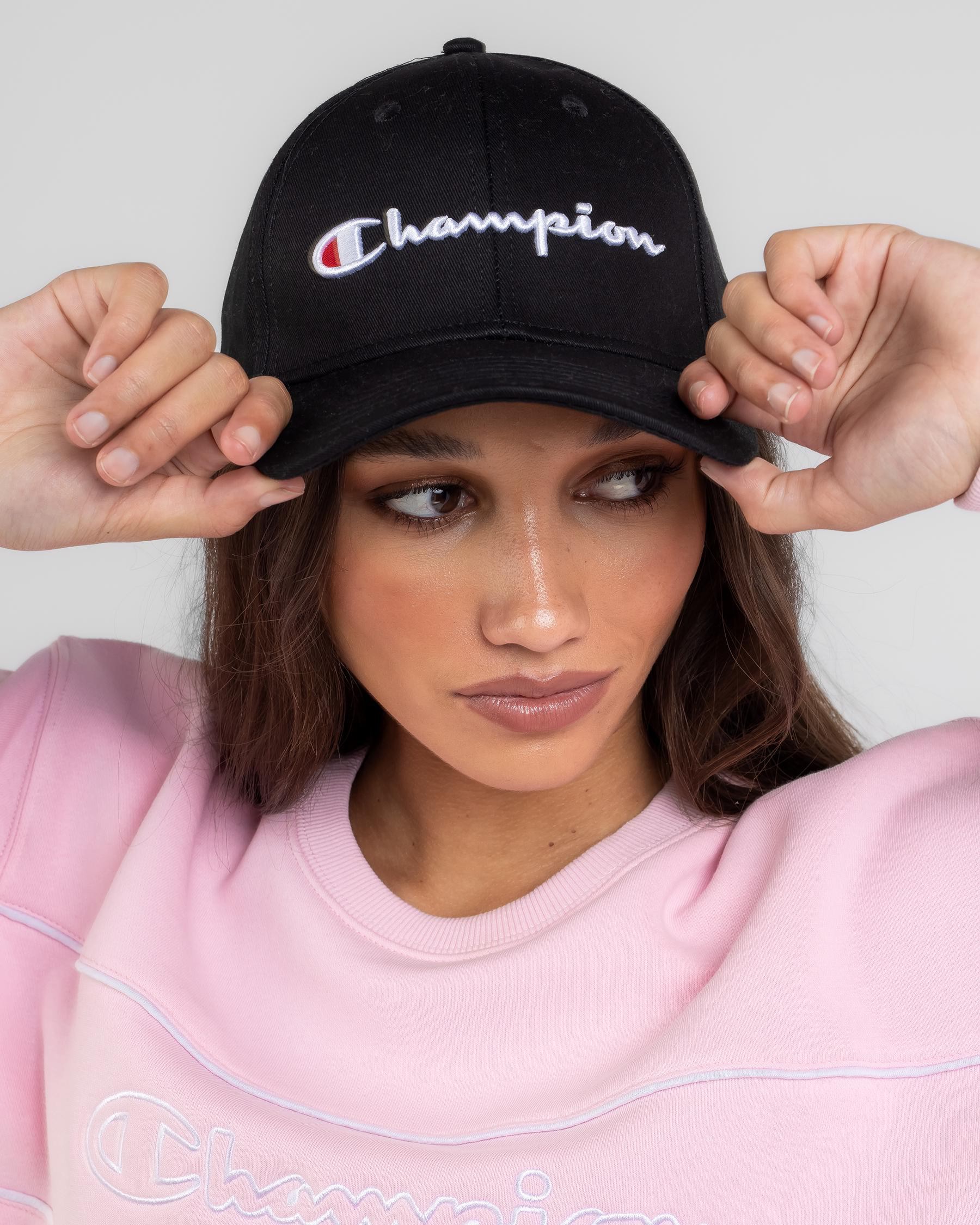 Shop Champion Logo Cap In Black - Fast Shipping & Easy Returns - City ...