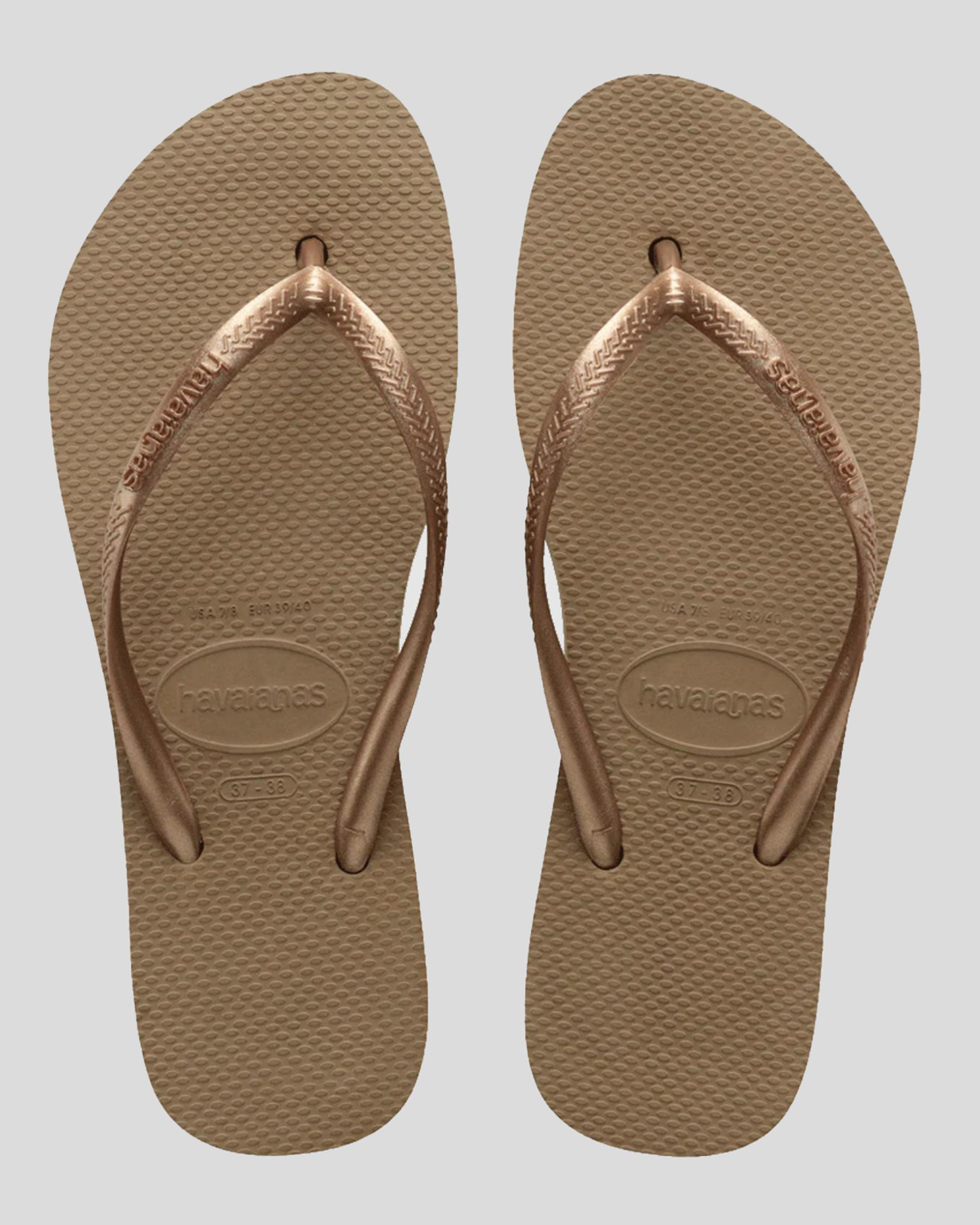 Shop Havaianas Slim Platform Thongs In Rose Gold - Fast Shipping & Easy ...