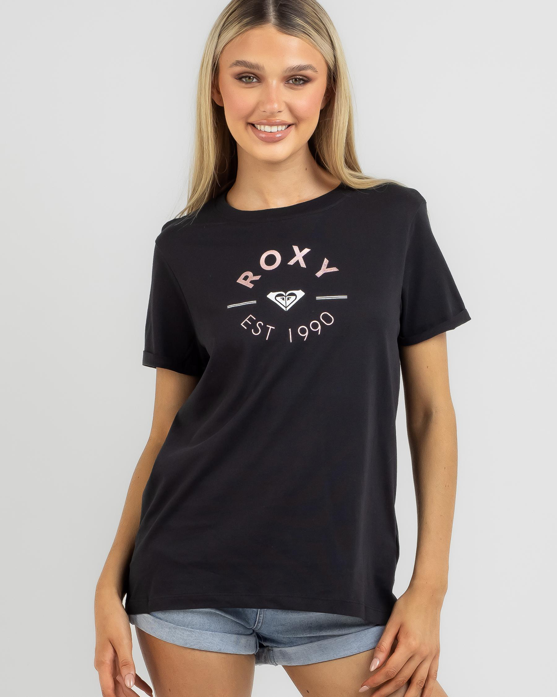 Roxy Noon Ocean Corpo Shipping States Anthracite City T-Shirt Easy - & In United Returns - FREE* Beach