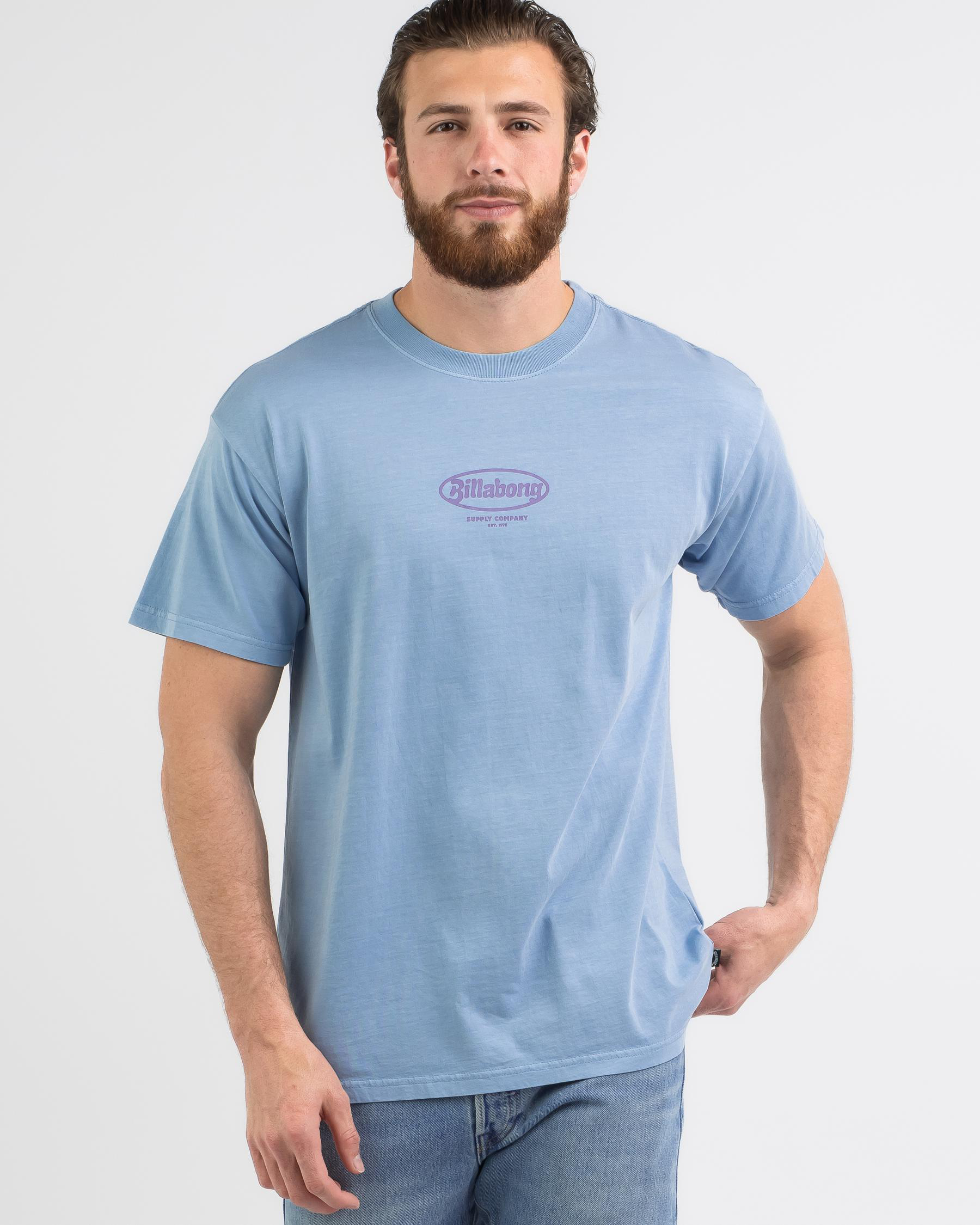 Shop Billabong Supply T-Shirt In Dusty Blue - Fast Shipping & Easy ...