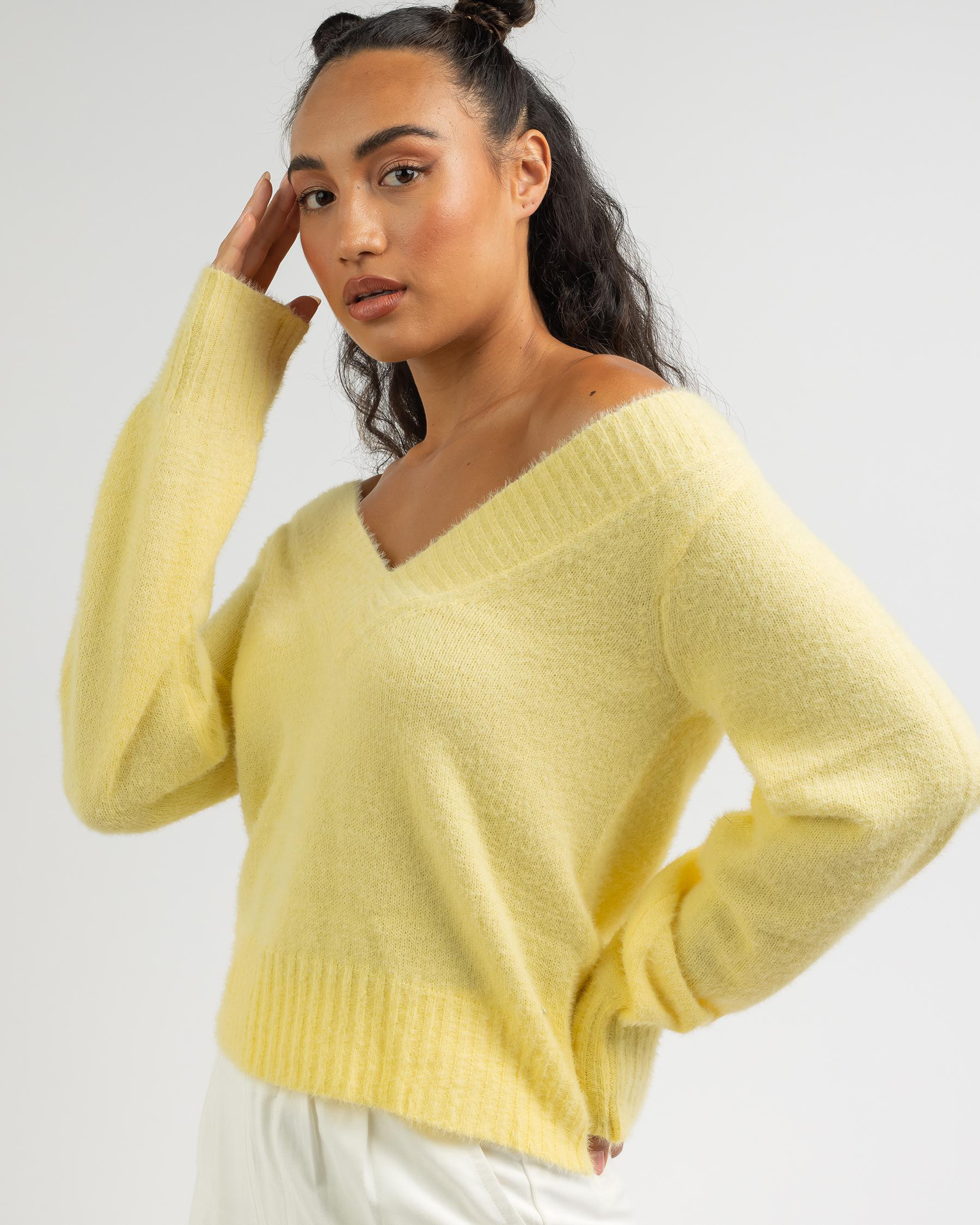 Shop Ava And Ever Monet Knit Jumper In Lemon - Fast Shipping & Easy ...