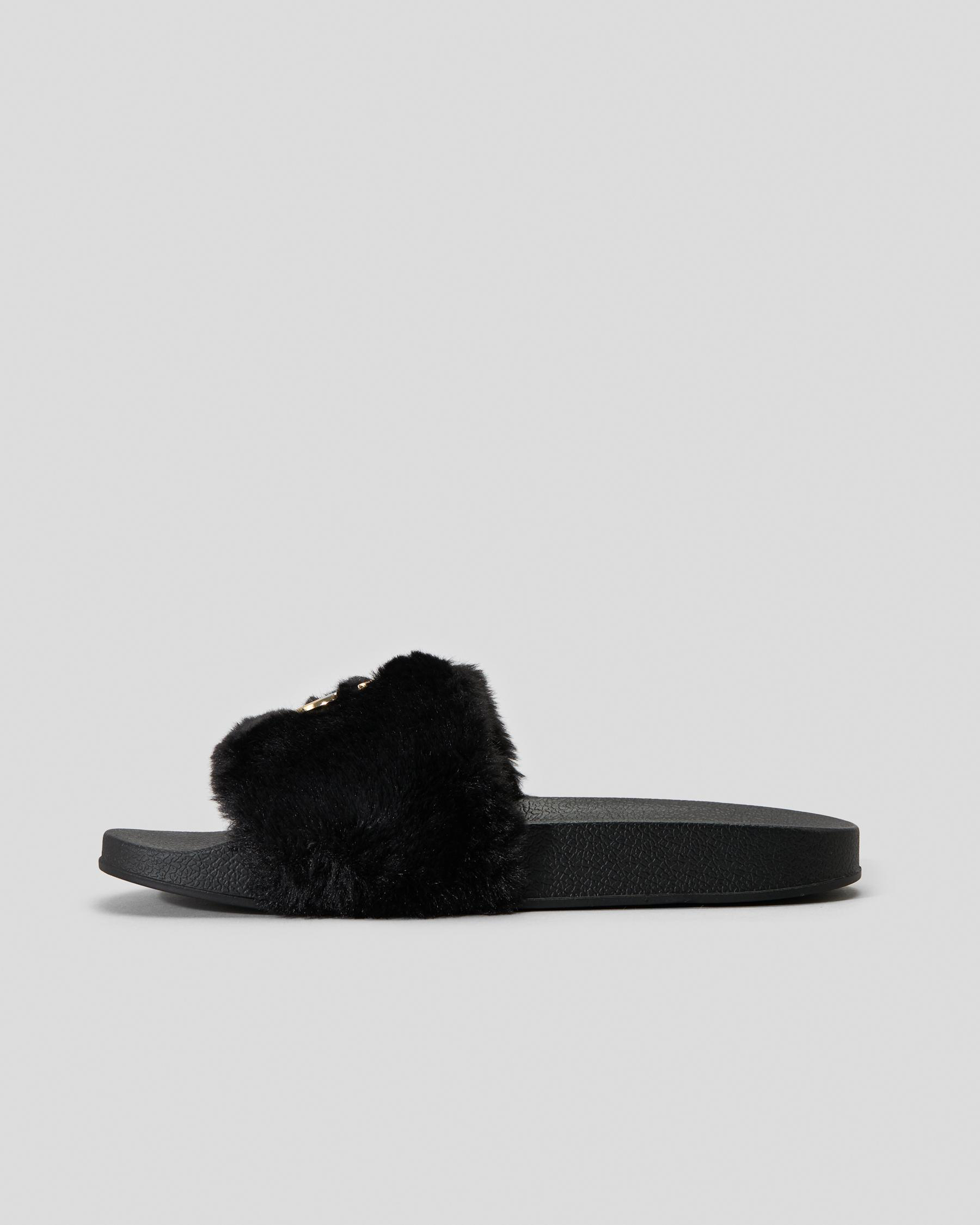 Ava And Ever Hearsay Slide Sandals In Black Fast Shipping Easy